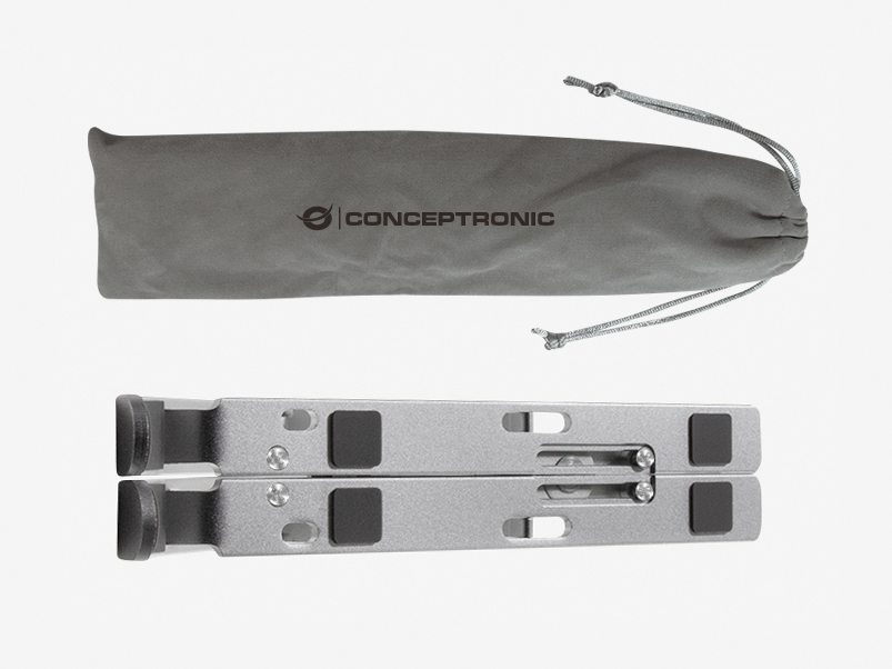 Conceptronic THANA04S ERGO Klappbarer Laptop-Kühlständer aus Aluminium, Laptop-Ständer, Silber, Alum