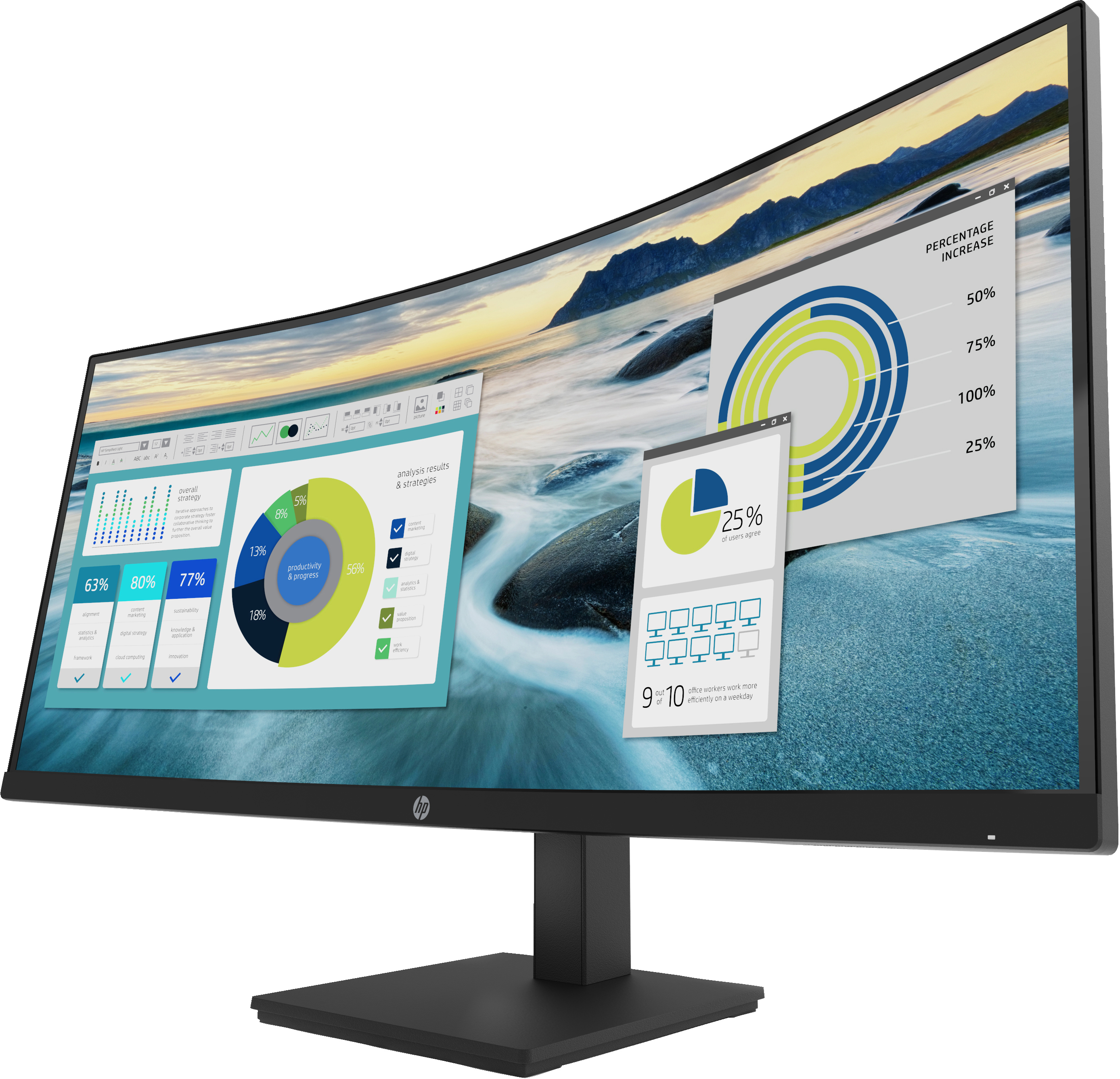 HP P34hc G4 Curved-Monitor 86.36cm (34") UWQHD, VA, 5ms, HDMI, Displayport, USB