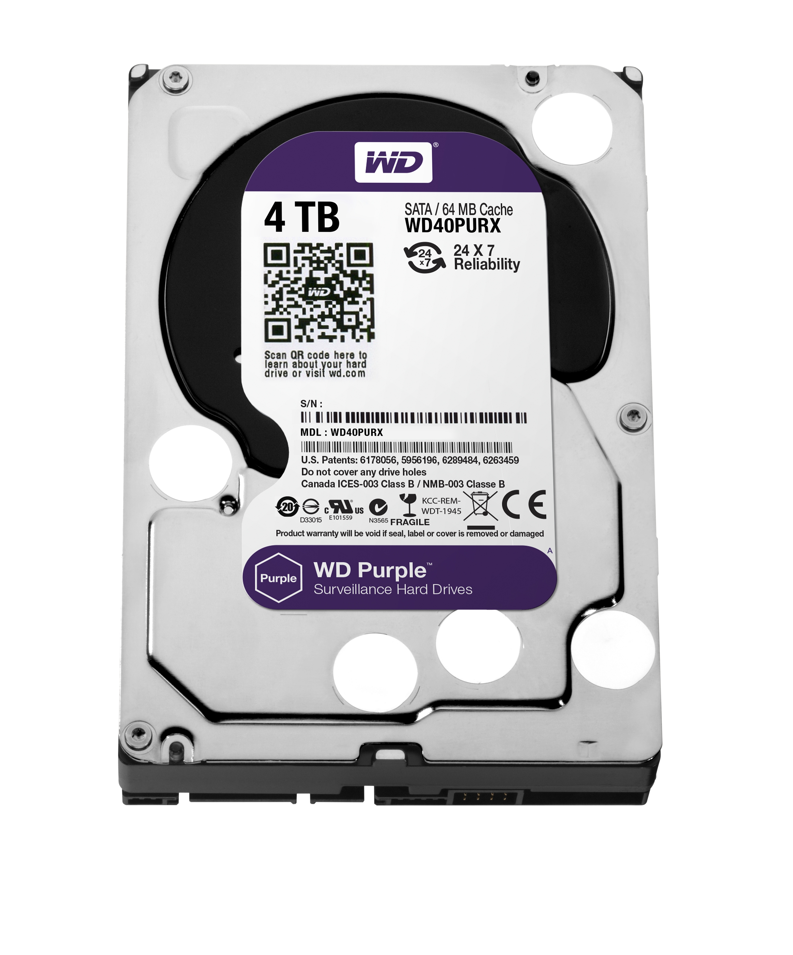 WD Purple WD40PURX - Festplatte - 4 TB - intern - 3.5" (8.9 cm)
