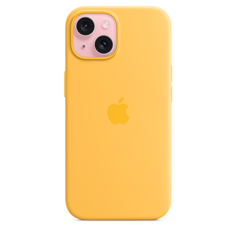 Apple iPhone 15 Silikon Case mit MagSafe ? Warmgelb, Cover, Apple, iPhone 15, 15,5 cm (6.1"), Orange