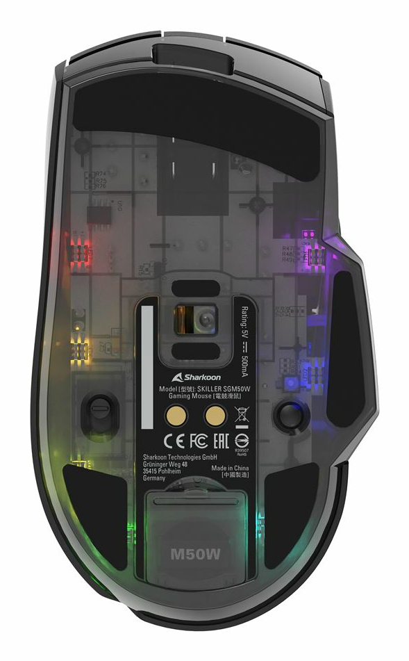Sharkoon SKILLER SGM50W - Maus - optisch - 6 Tasten - kabellos, kabelgebunden - 2.4 GHz, USB-C - kab