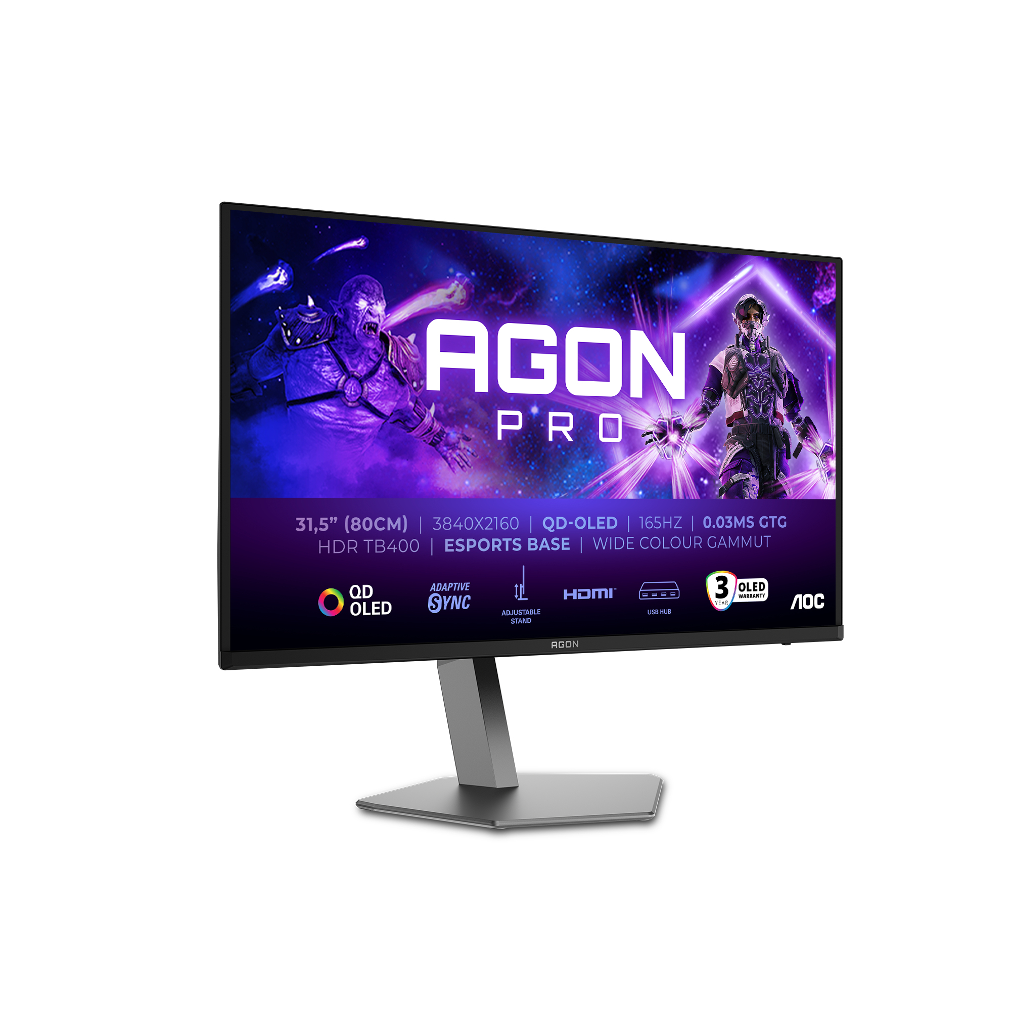 AOC Agon AG326UD OLED-Monitor 81.3cm (32") 4K UHD, OLED, 0.03ms, HDMI, Displayport