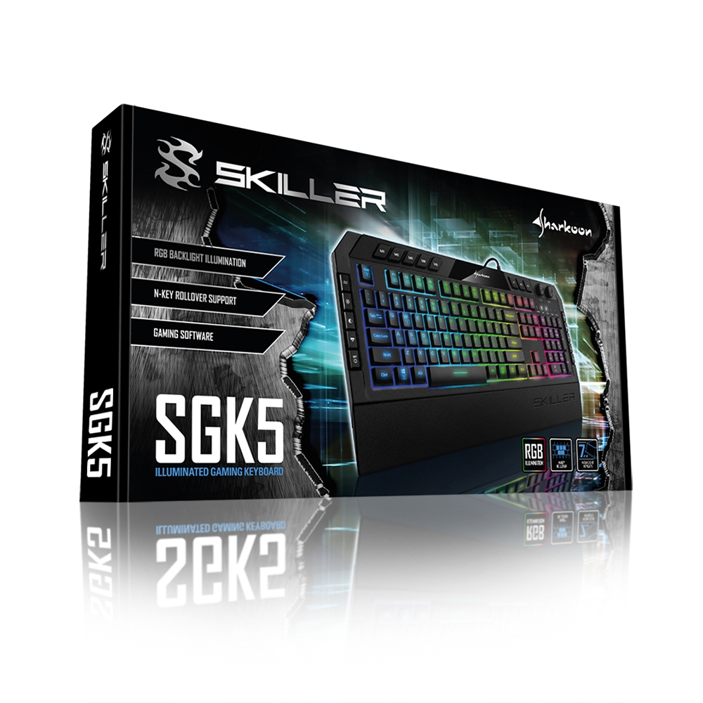 Sharkoon SKILLER SGK5, Volle Größe (100%), Kabelgebunden, USB, QWERTY, RGB-LED, Schwarz