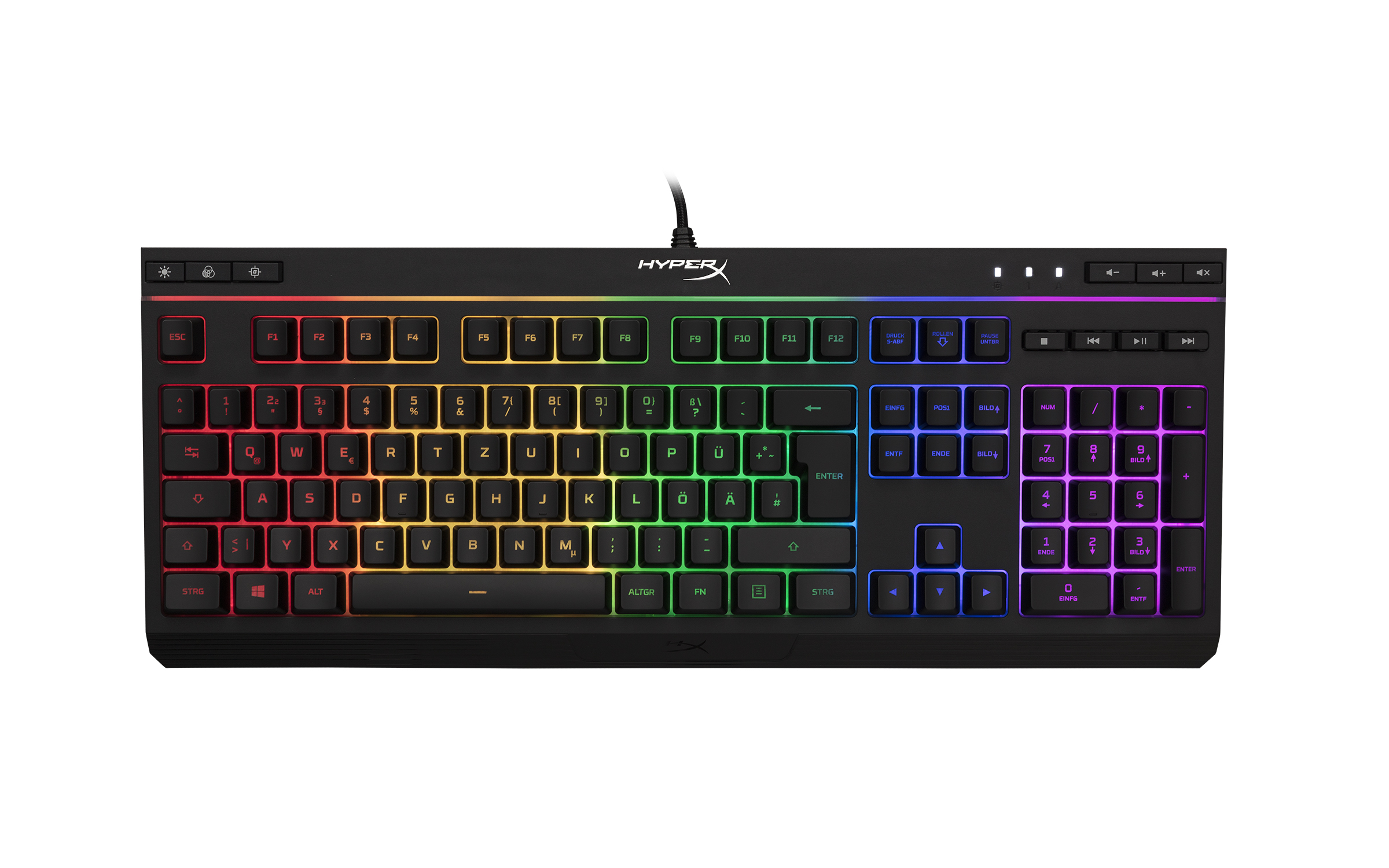 HP HyperX Alloy Core RGB ? Gaming-Tastatur (DE-Layout), Volle Größe (100%), Kabelgebunden, USB, Memb