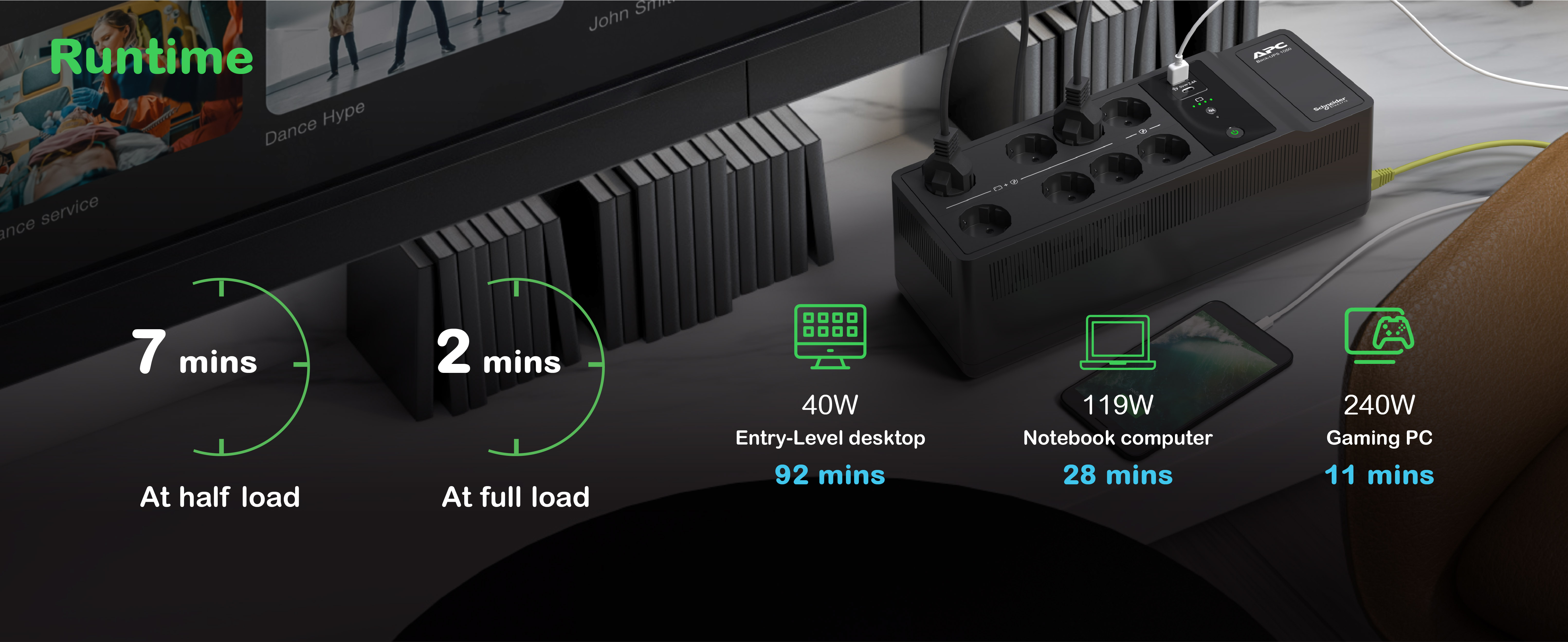 APC Back-UPS BE1050G2-GR, 1050VA, Steckdosenleiste, 8x Schuko, USB
