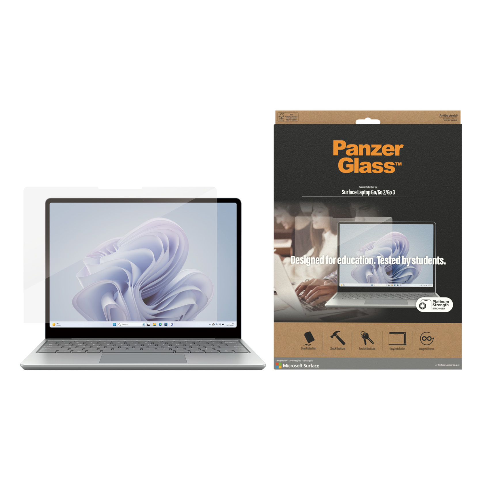 PanzerGlass ® Displayschutz Microsoft Surface Laptop Go3 | Go 2 | Go, Klare Bildschirmschutzfolie, G