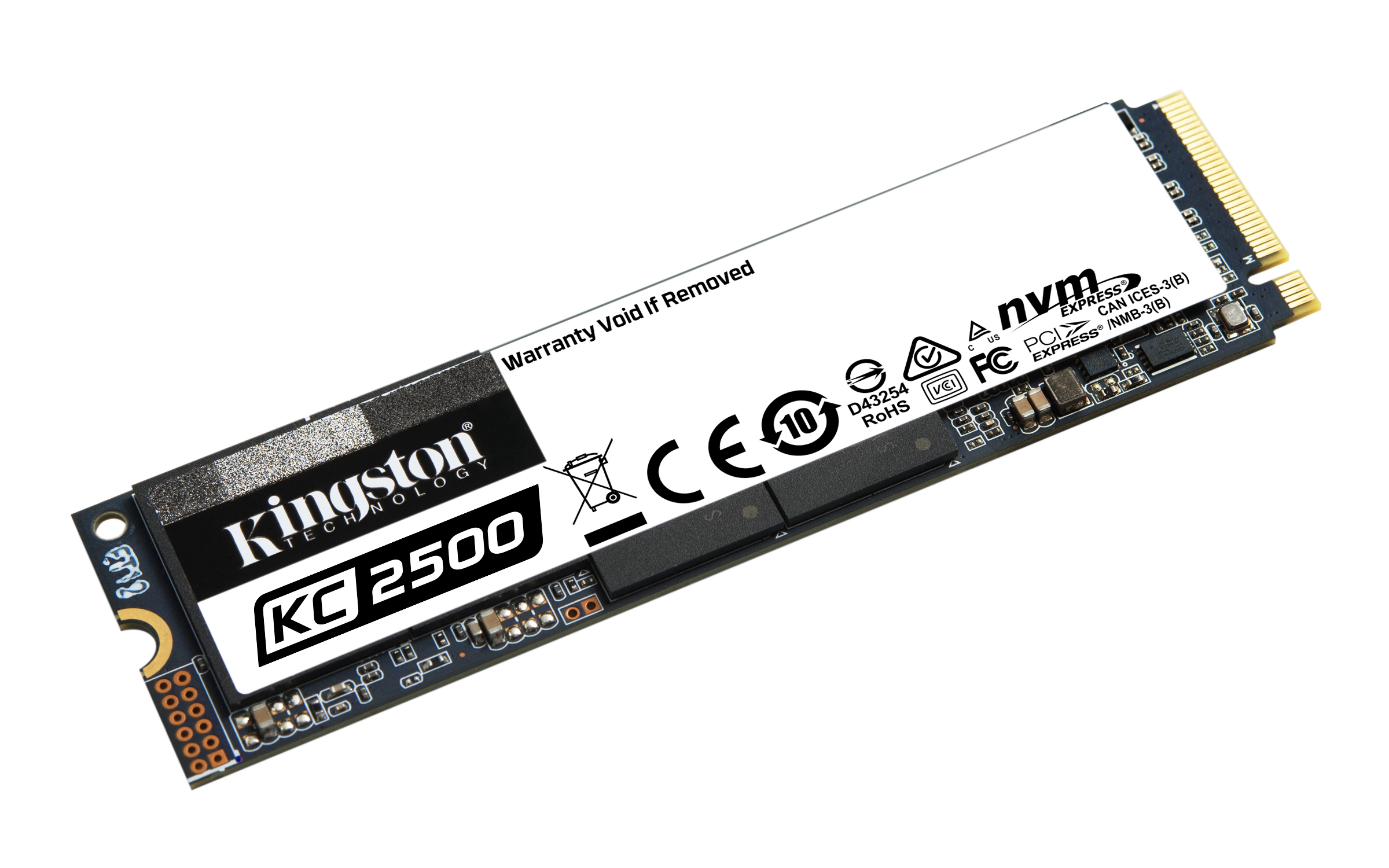 Kingston KC2500 - SSD - verschlüsselt - 2 TB - intern - M.2 2280 - PCIe 3.0 x4 (NVMe)