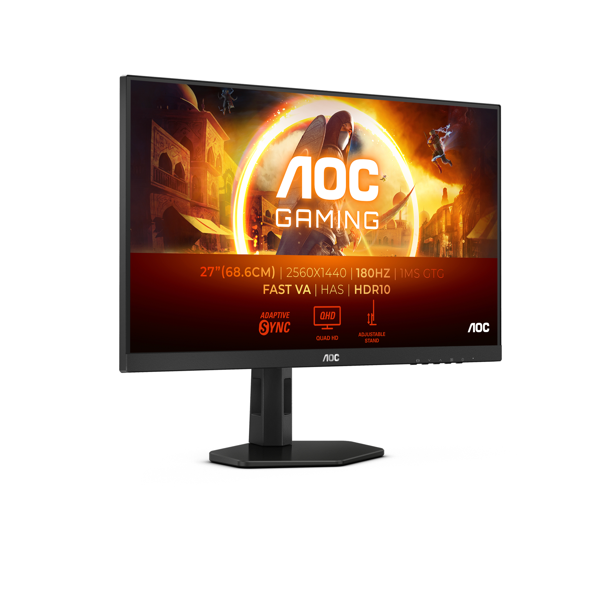 AOC G4 Q27G4XN, 68,6 cm (27"), 2560 x 1440 Pixel, Quad HD, LCD, 1 ms, Schwarz, Grau