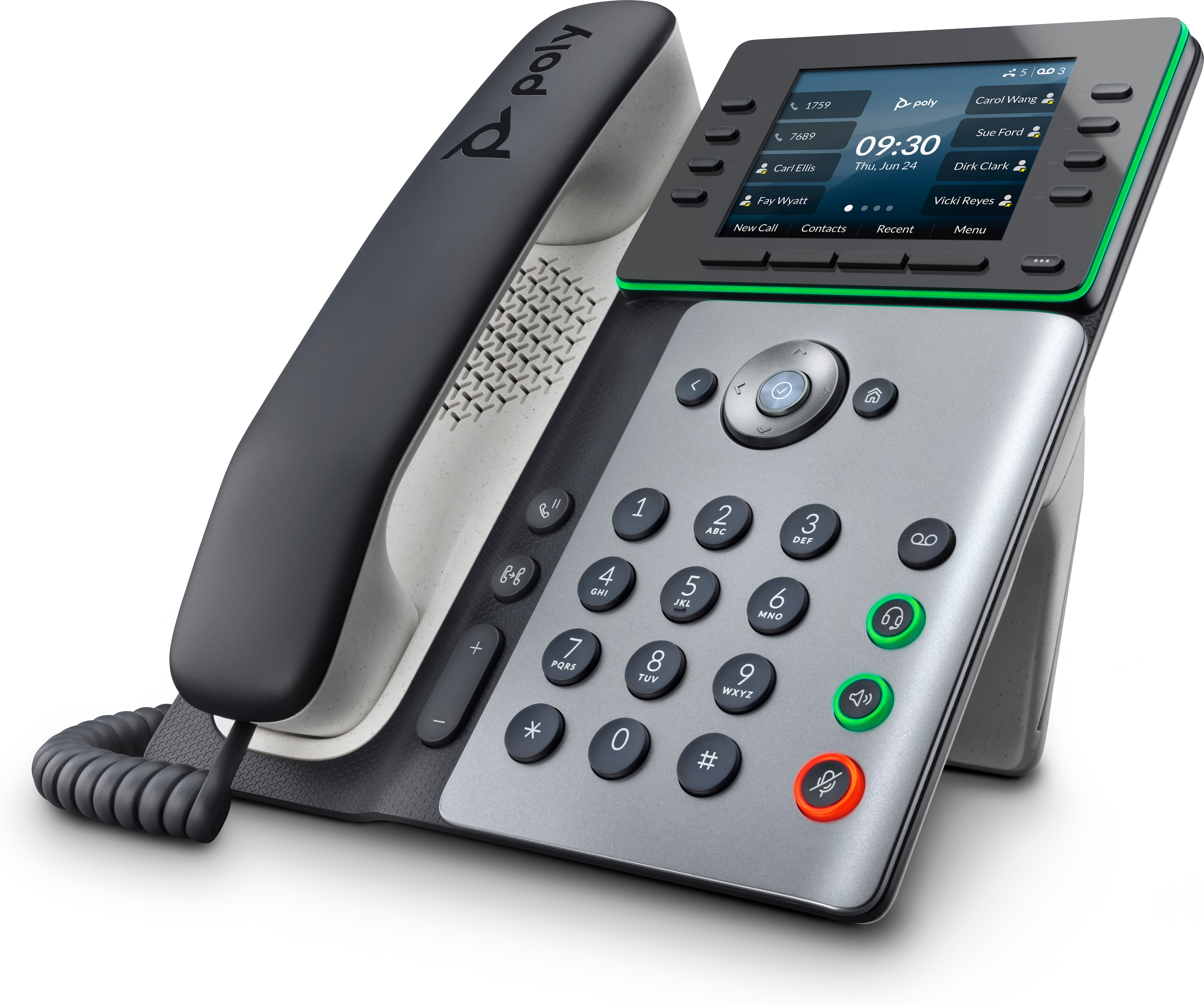HP POLY Edge E300 IP Telefon und PoE-fähig, IP-Telefon, Schwarz, Kabelgebundenes Mobilteil, 8 Zeilen