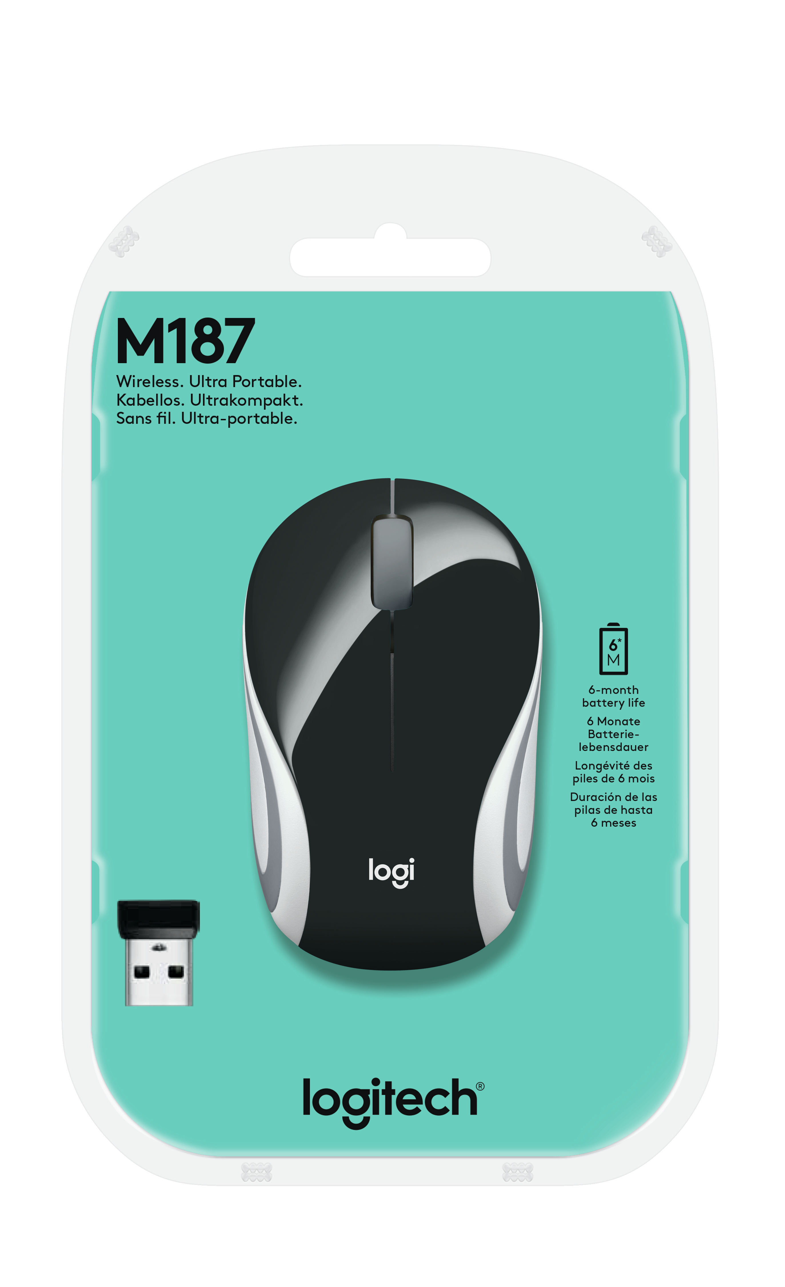 Logitech M187 - Maus - optisch - kabellos - 2.4 GHz - kabelloser Empfänger (USB)
