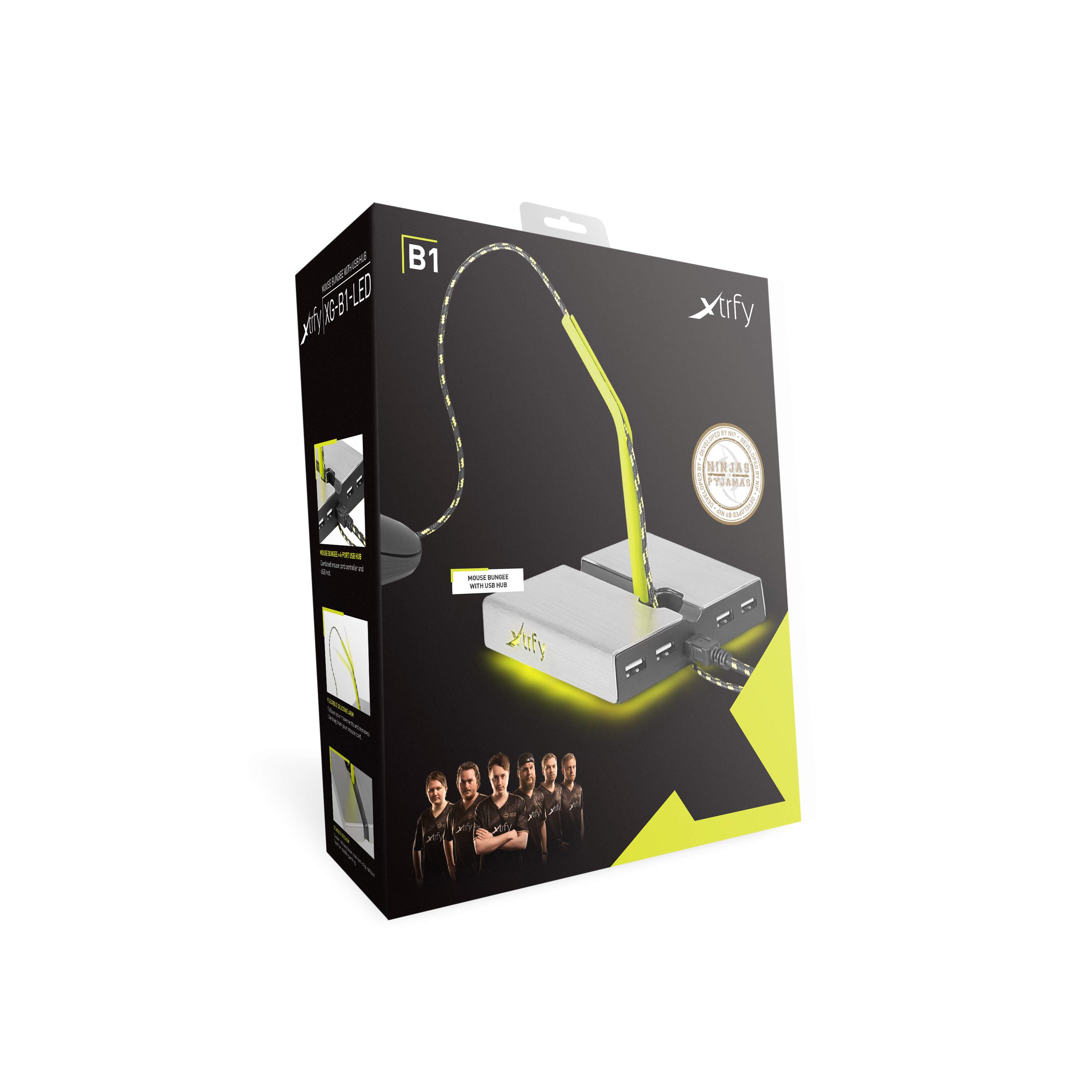 Cherry Xtrfy B1 - Hub - 4 x USB 2.0 - Desktop - mit