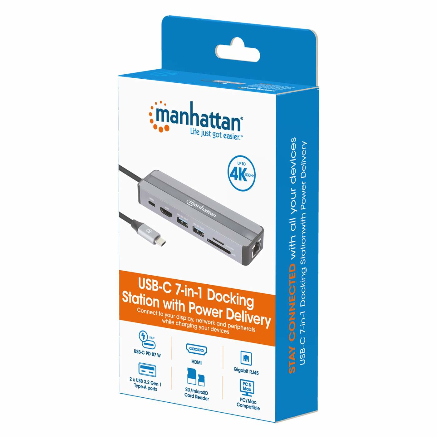 Manhattan USB-C Dock/Hub with Card Reader, Ports (x5):