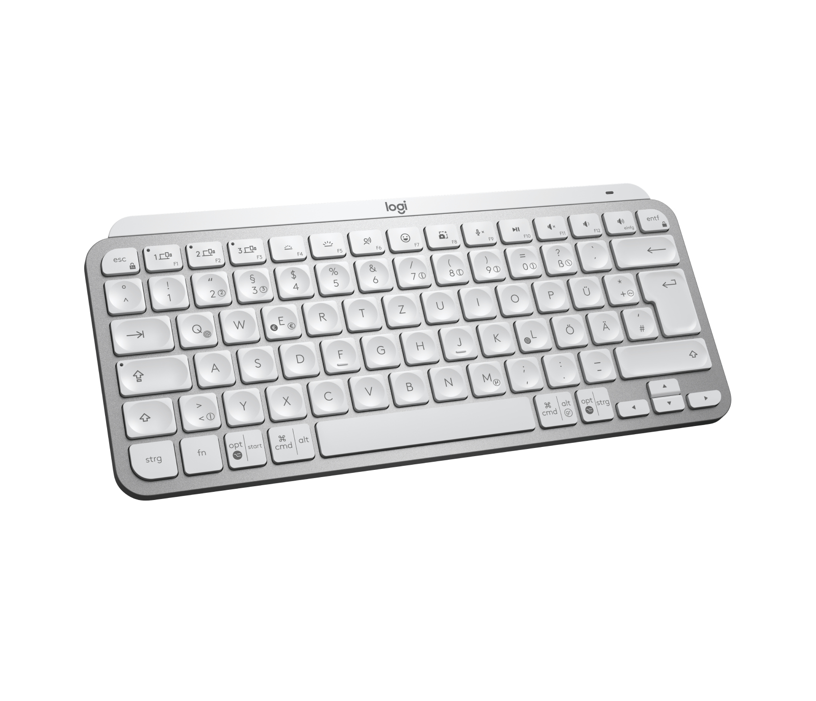 Logitech MX Keys Mini for Business Pale Gray, weiß/grau, LEDs weiß, Logi Bolt, USB/Bluetooth, DE