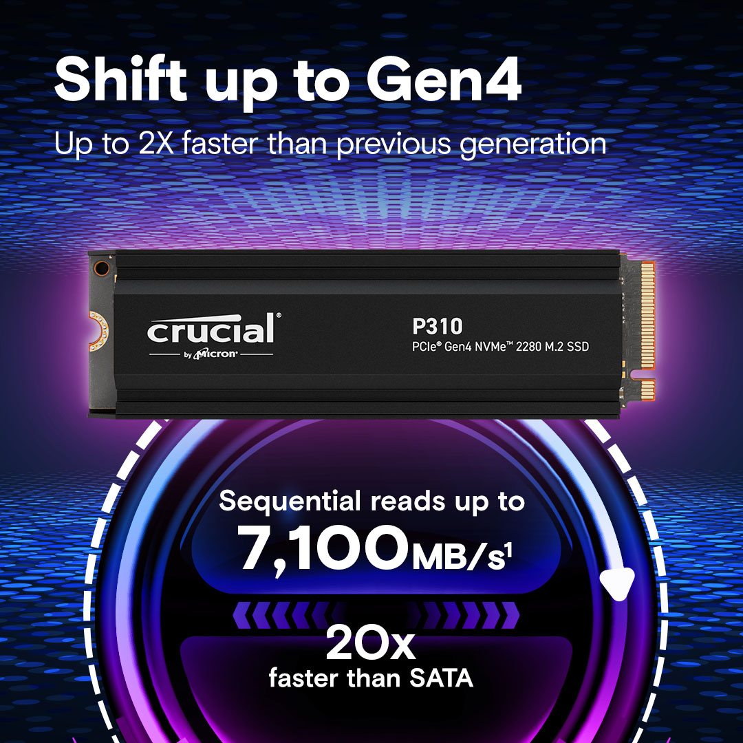 Crucial P310 - SSD - 2 TB - intern - M.2 2280 - PCIe 4.0 x4 (NVMe)