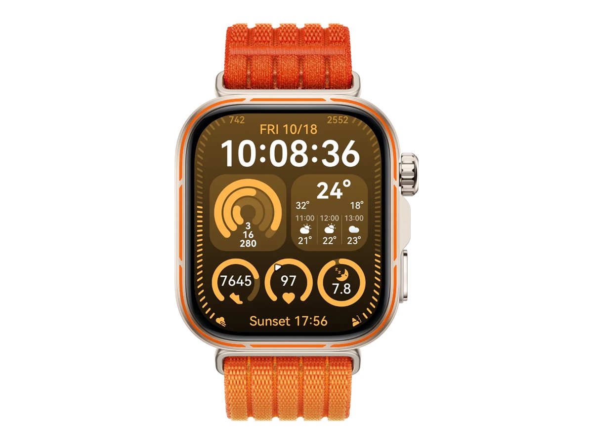 Huawei Watch Fit 5 Pro - Aluminiumlegierung - intelligente Uhr mit Riemen - Nylon - Orange - Handgel