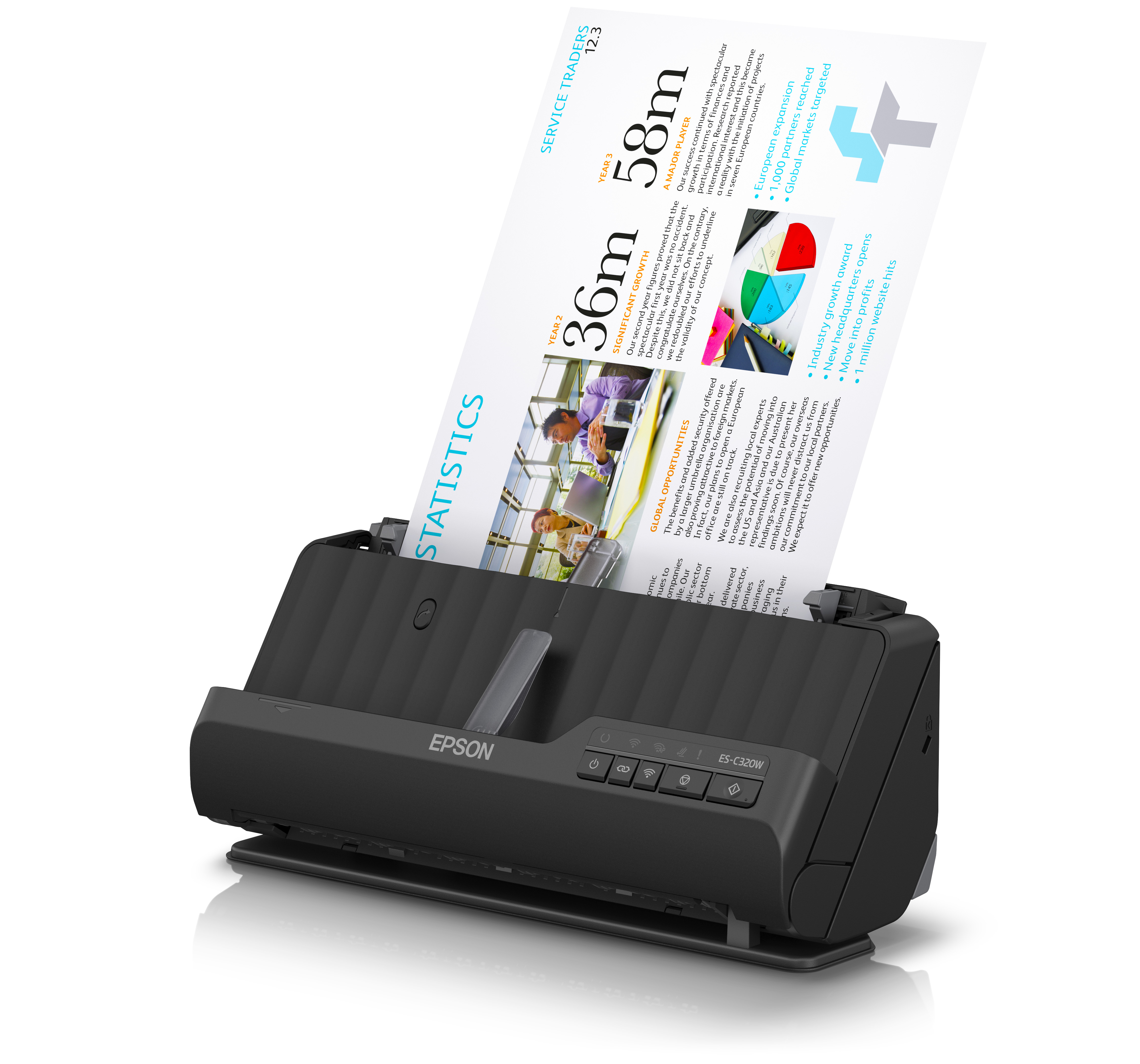 Epson ES-C320W - Einzelblatt-Scanner - Duplex - A4/Legal - 600 dpi x 600 dpi - automatischer Dokumen