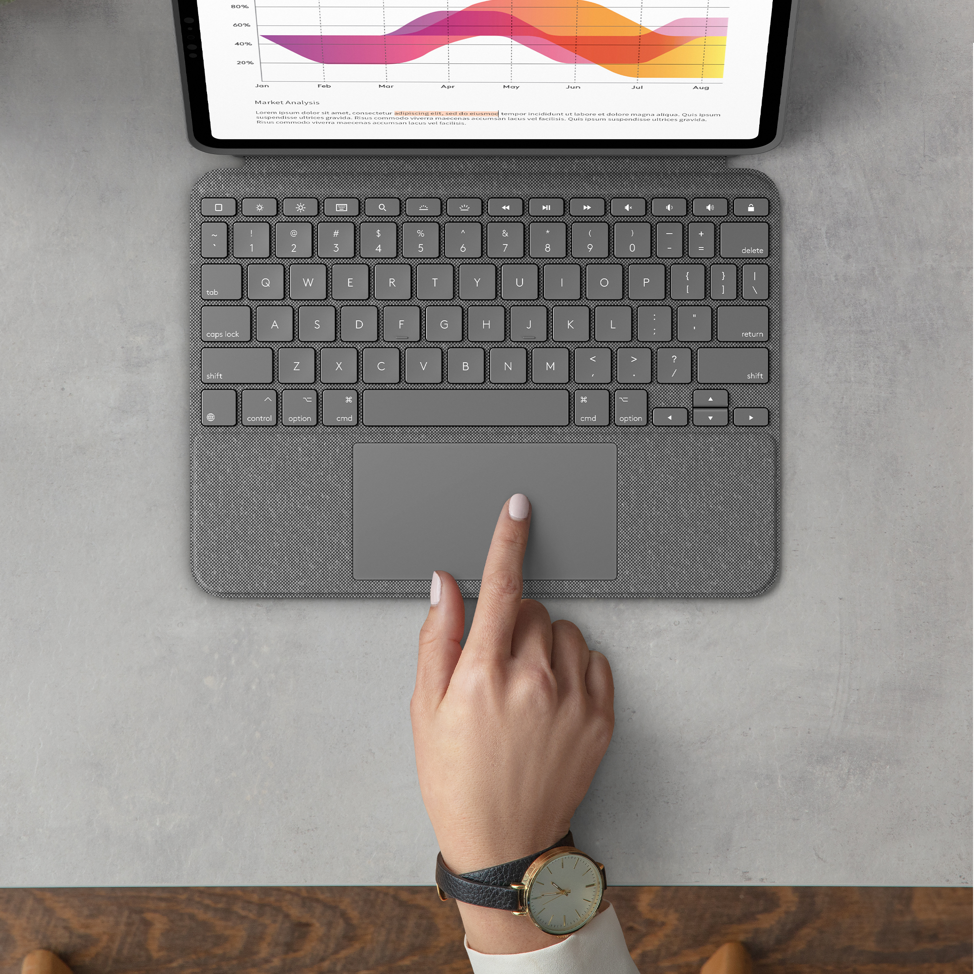 Logitech Combo Touch - Tastatur und Foliohülle - mit Trackpad - hintergrundbeleuchtet - Apple Smart