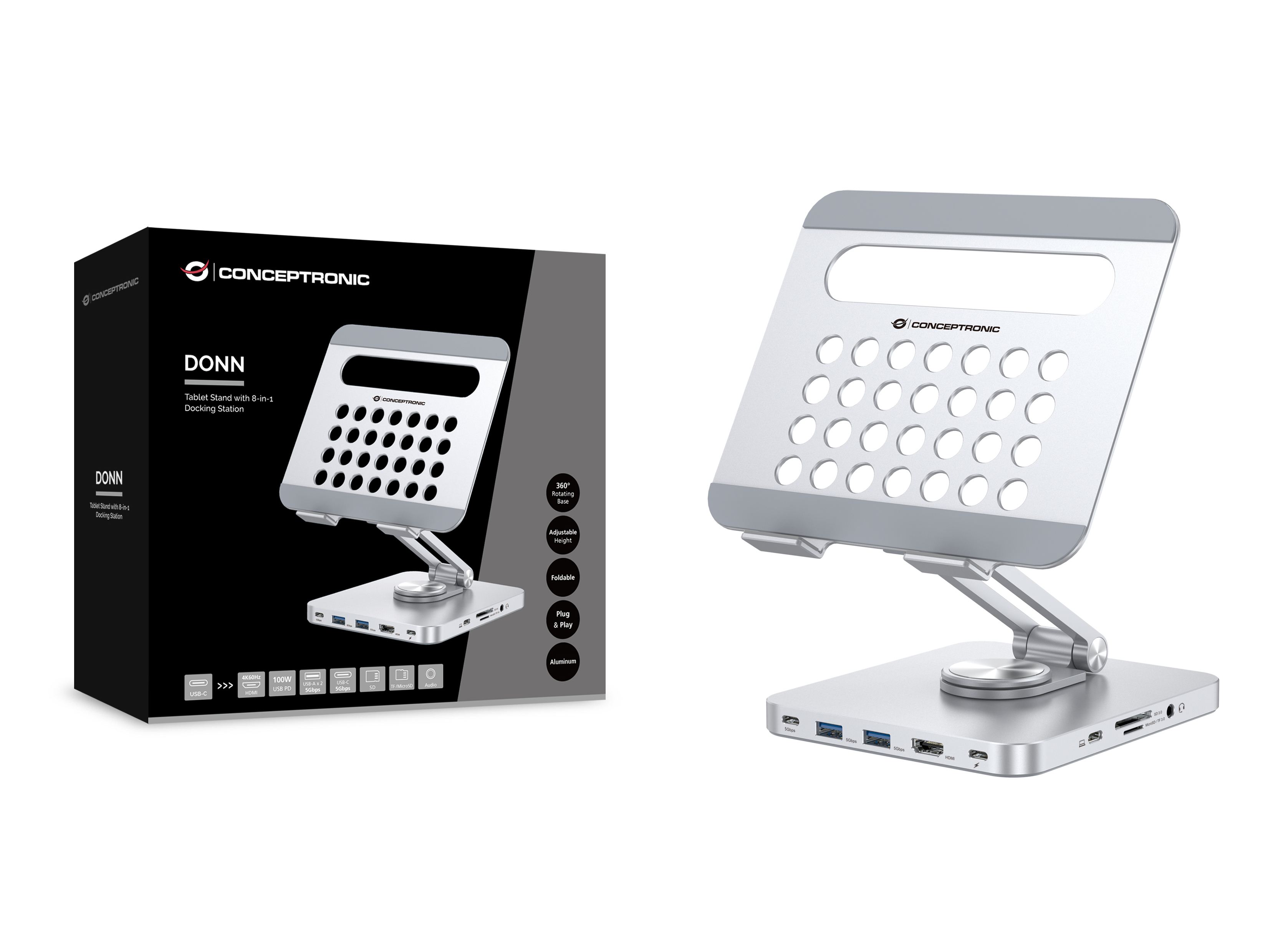 Conceptronic DONN26G - Dockingstation + Tablet-Ständer