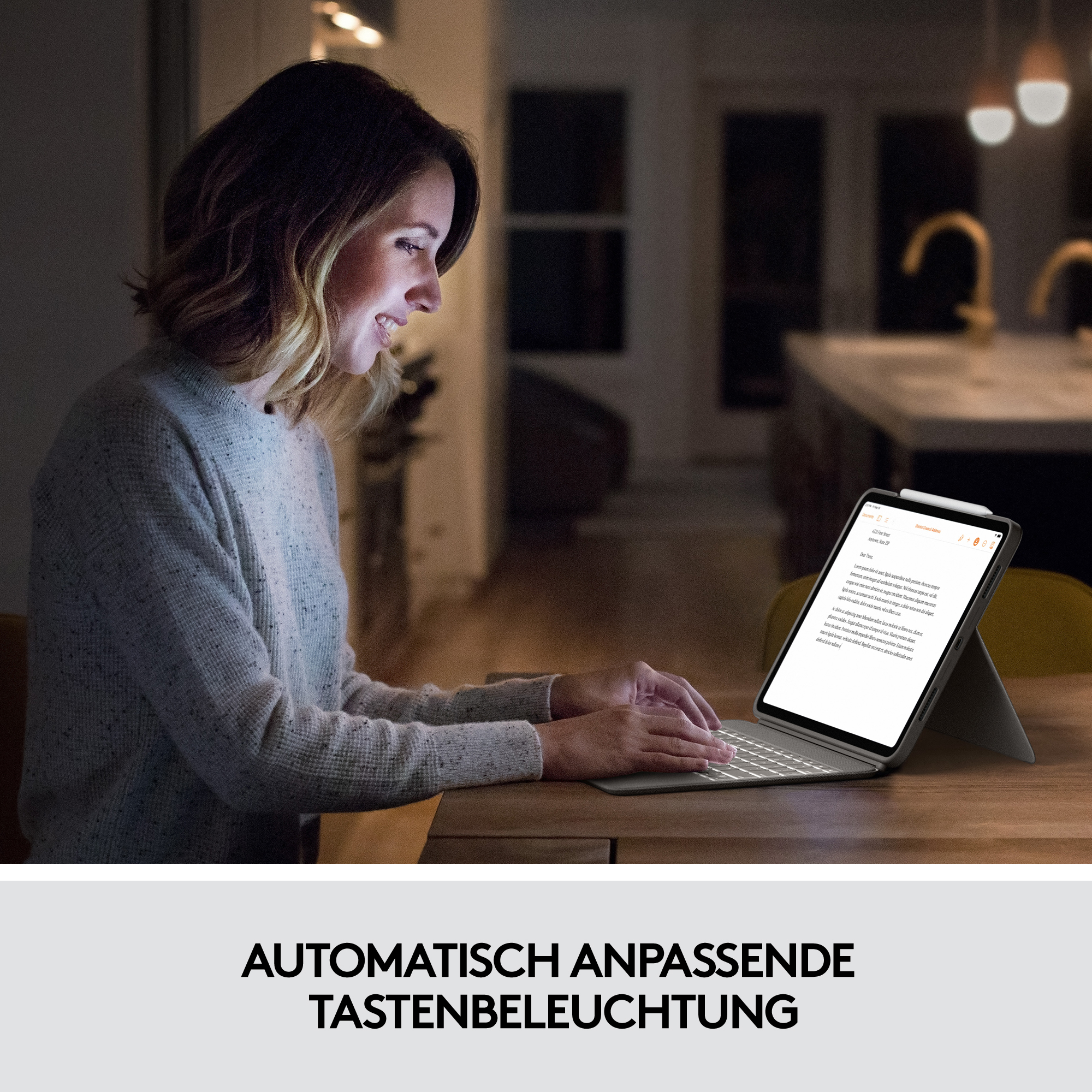 Logitech Combo Touch - Tastatur und Foliohülle - mit Trackpad - hintergrundbeleuchtet - Apple Smart
