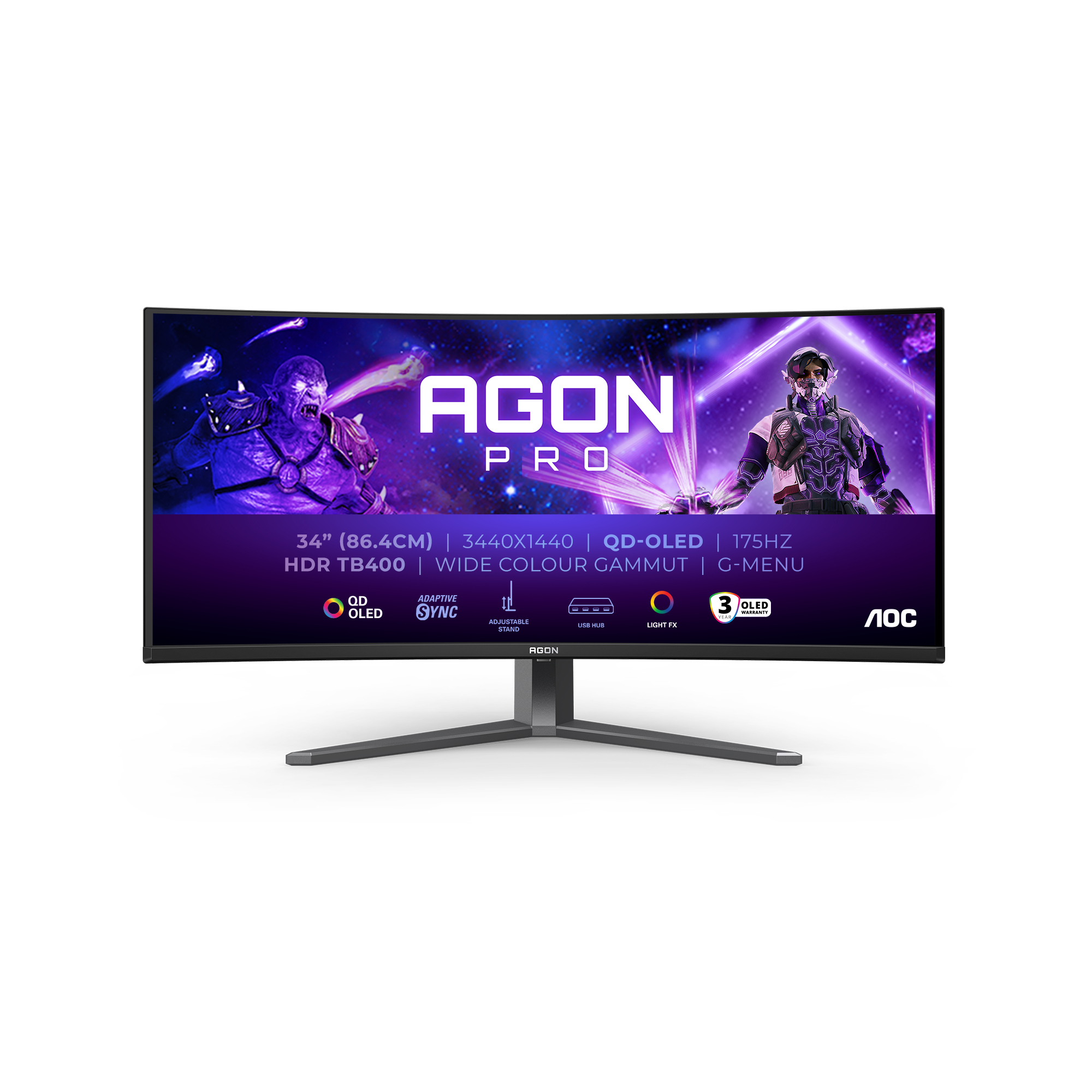 AOC AGON PRO AG346UCD - OLED-Monitor - Gaming - gebogen - 86.36 cm (34")