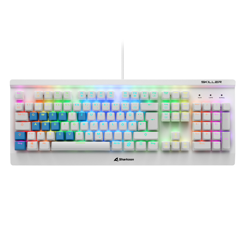 Sharkoon SKILLER SGK3, Kabelgebunden, USB, Mechanischer Switch, QWERTZ, RGB-LED, Weiß