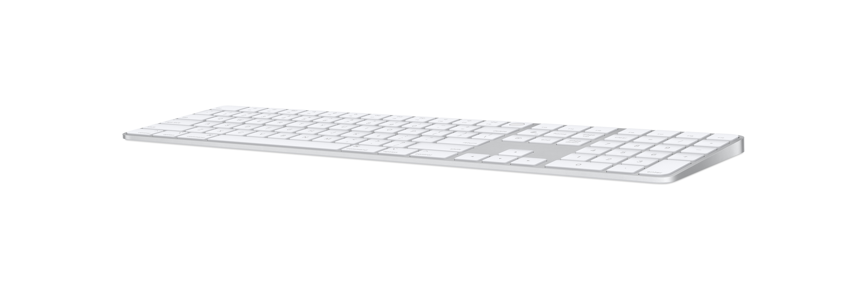 Apple Magic, Volle Größe (100%), Verkabelt & Kabellos, USB + Bluetooth, AZERTY, Aluminium, Weiß