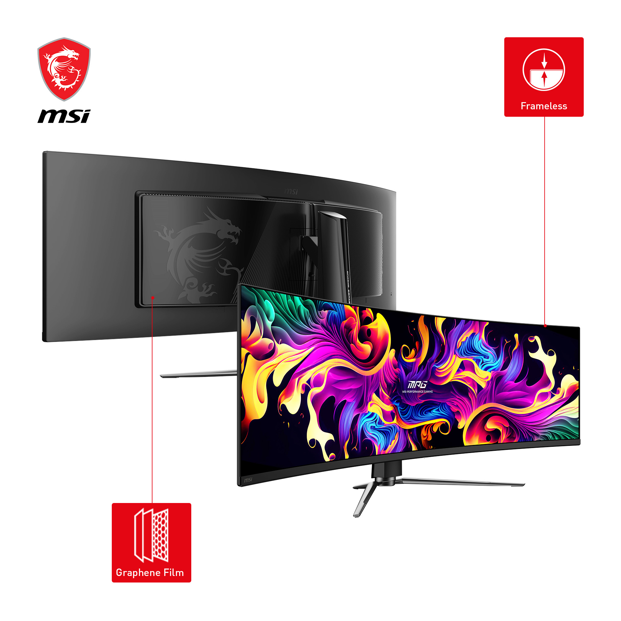 MSI MPG 491CQPDE QD-OLED, 49" DQHD 144Hz, 1x DP 1.4b, 2x HDMI 2.1, 2x USB-A
