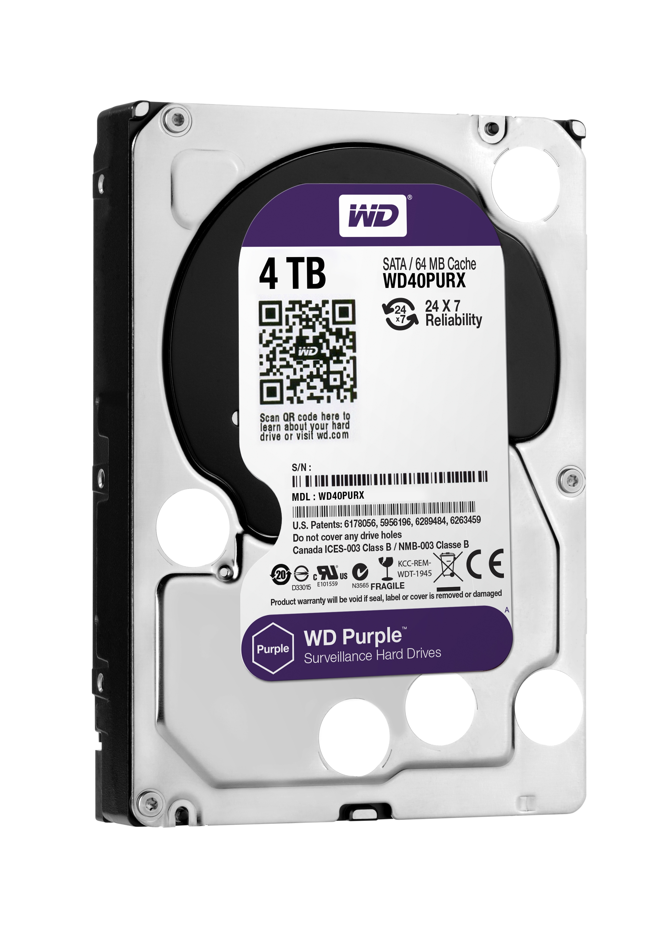 WD Purple WD40PURX - Festplatte - 4 TB - intern - 3.5" (8.9 cm)