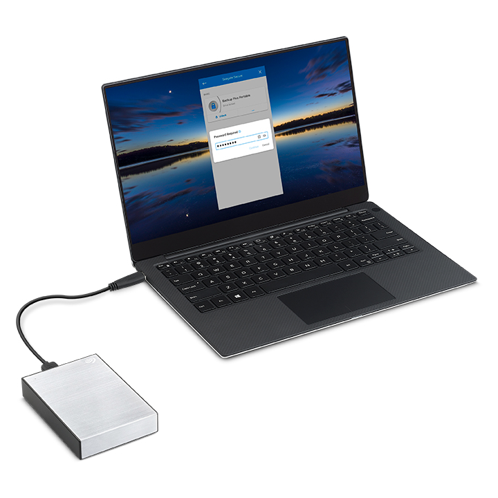 Seagate One Touch Portable HDD with Password Silver +Rescue 5TB, USB 3.0 Micro-B