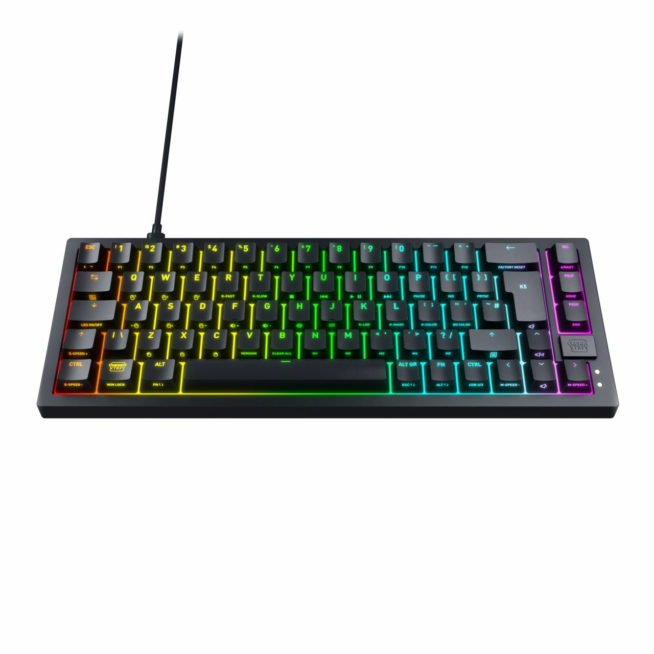 Cherry K5V2 - Tastatur - 65% - compact TKL - hintergrundbeleuchtet - USB - QWERTY - Nordisch - Taste