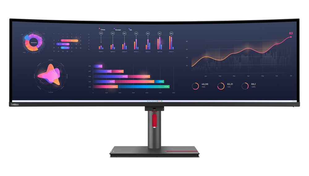 Lenovo ThinkVision P49w-30 Curved-Monitor 124.5cm (49") DQHD, IPS, 6ms, HDMI, Displayport
