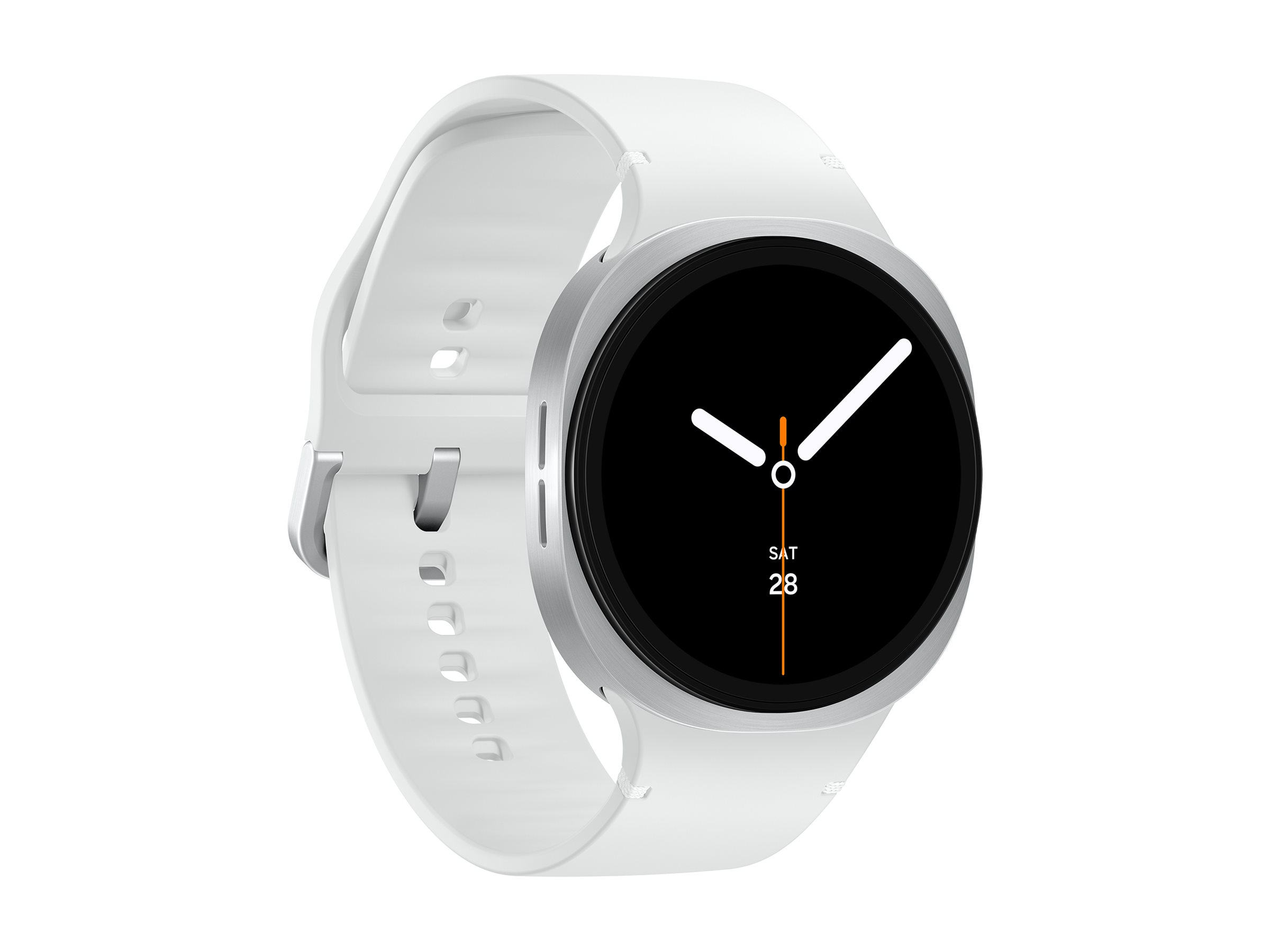 Samsung Galaxy Watch8 - 44 mm - silber - intelligente Uhr mit Sportband - Gummi - weiß - Bandgröße:
