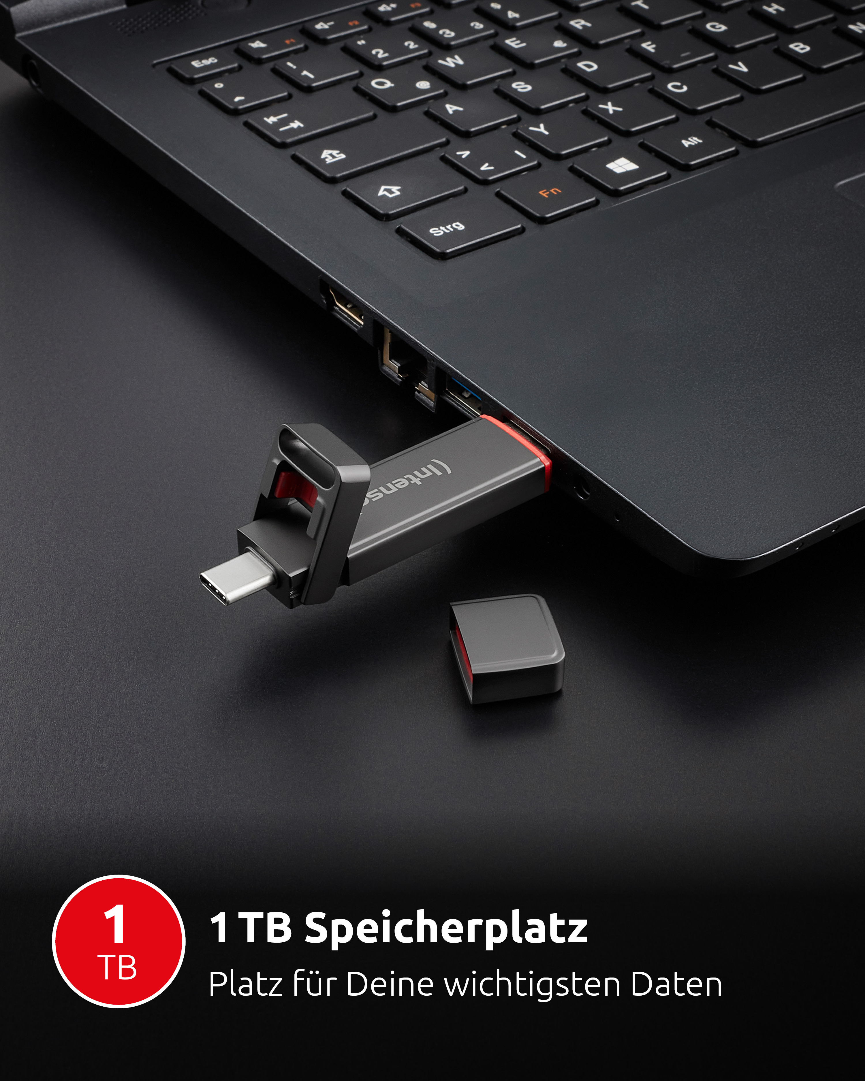Intenso 3850460, 1 TB, USB Type-A / USB Type-C, 3.2 Gen 1 (3.1 Gen 1), 500 MB/s, Anthrazit