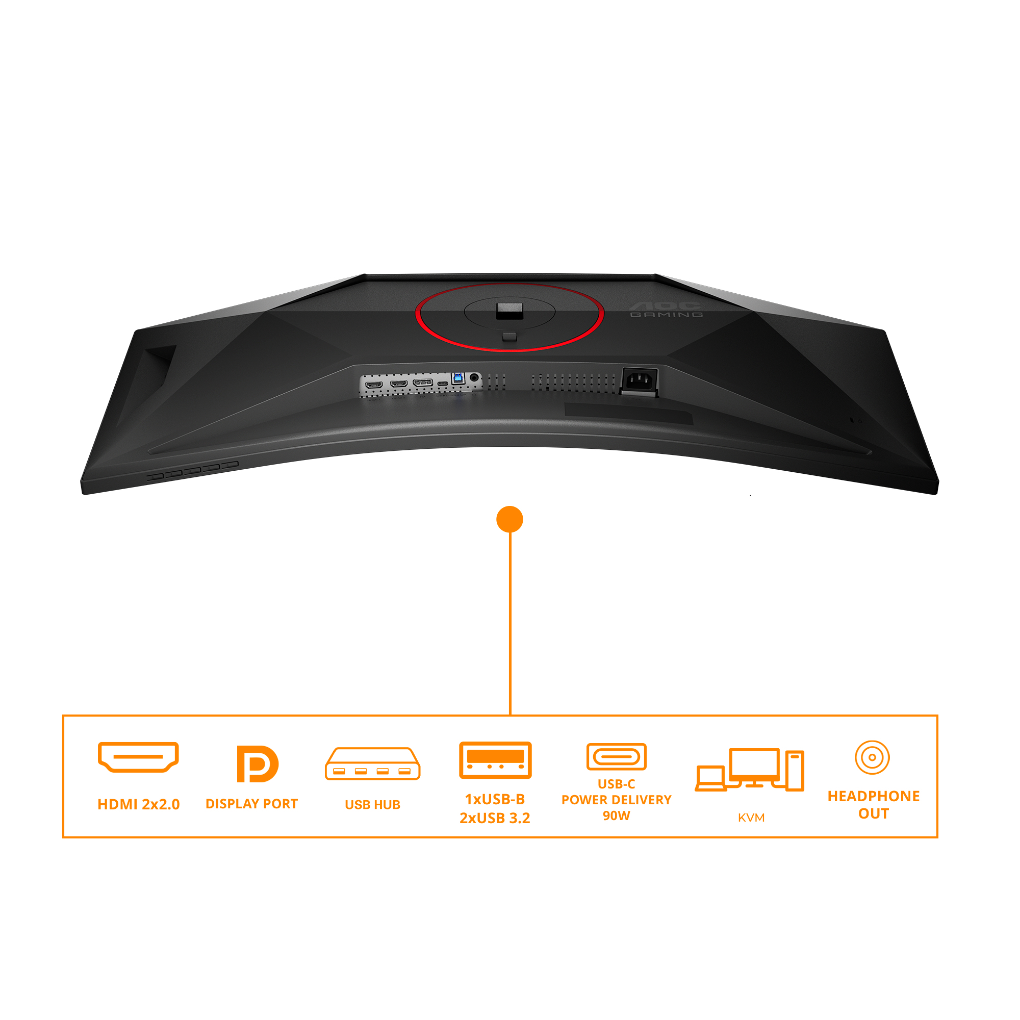 AOC G4 CU34G4CA, 86,4 cm (34"), 3440 x 1440 Pixel, Wide Quad HD, 1 ms, Schwarz, Rot
