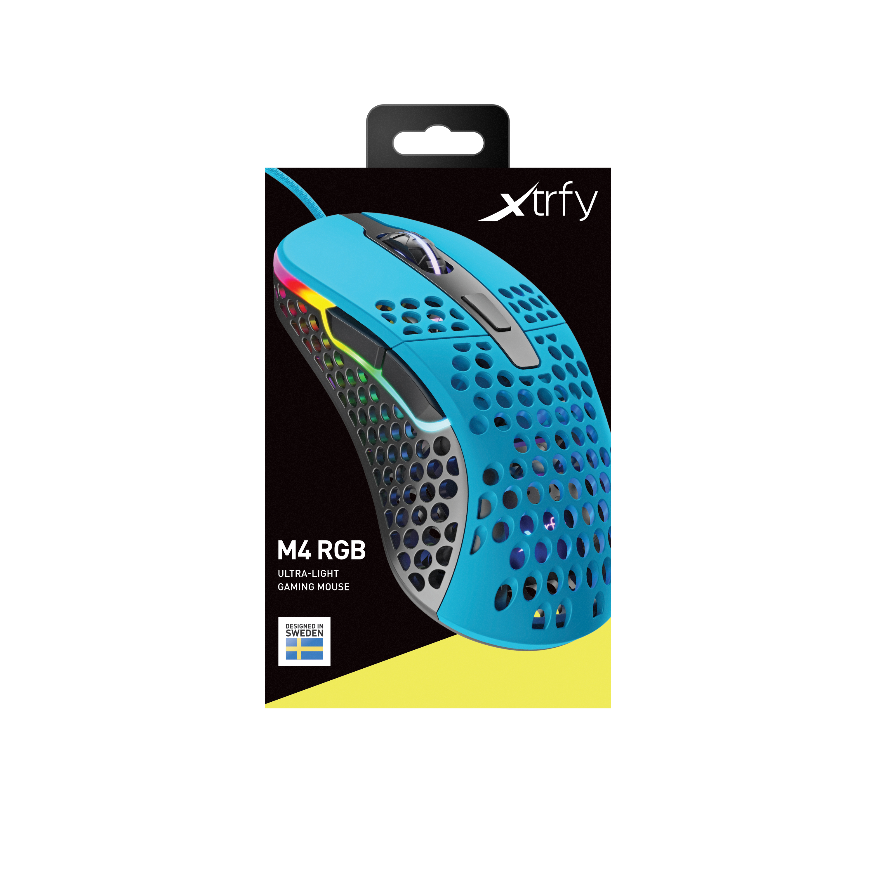 Cherry XTRFY M4 RGB, rechts, Optisch, USB Typ-A, 16000 DPI, Schwarz, Blau