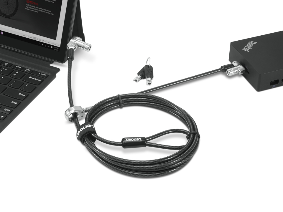 Lenovo 4XE1B81918, 1,8 m, Kensington, Schlüssel, Karbonstahl, Kunststoff, Schwarz