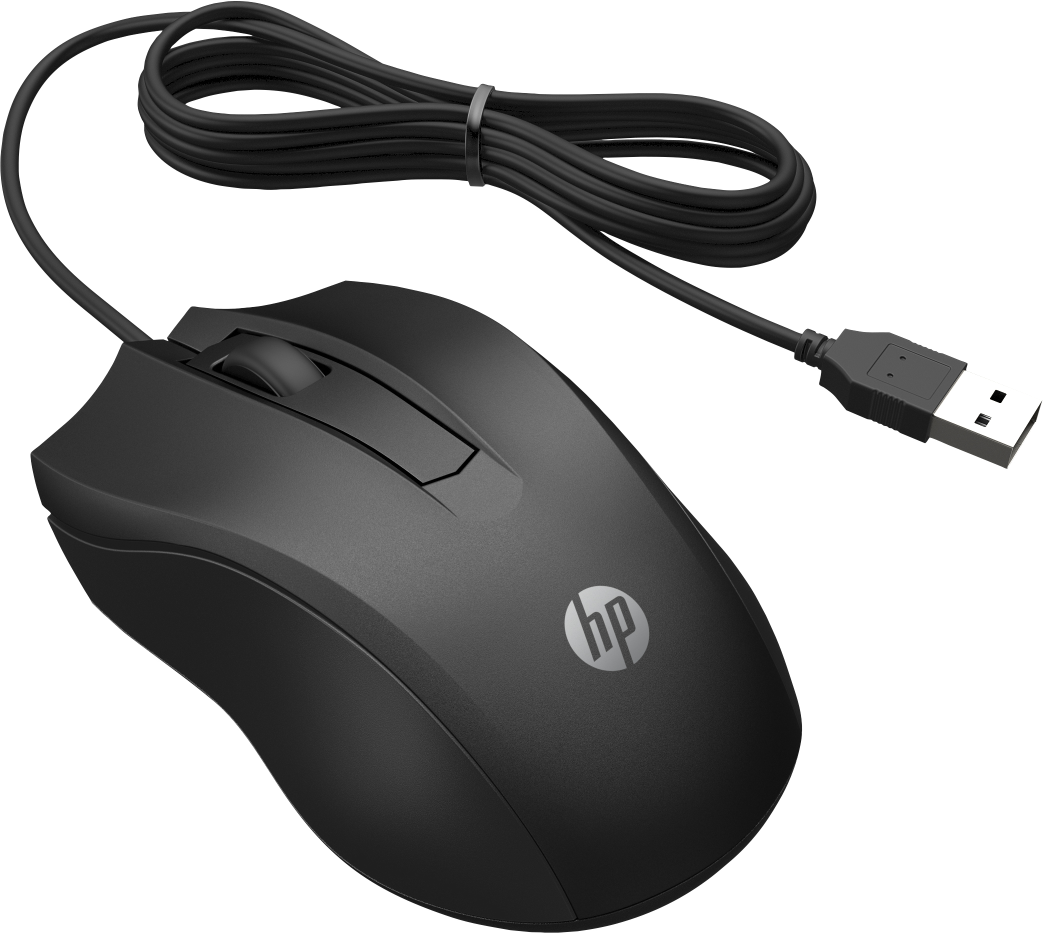 HP Kabelgebundene Maus 100, Beidhändig, Optisch, USB Typ-A, 1600 DPI, Schwarz