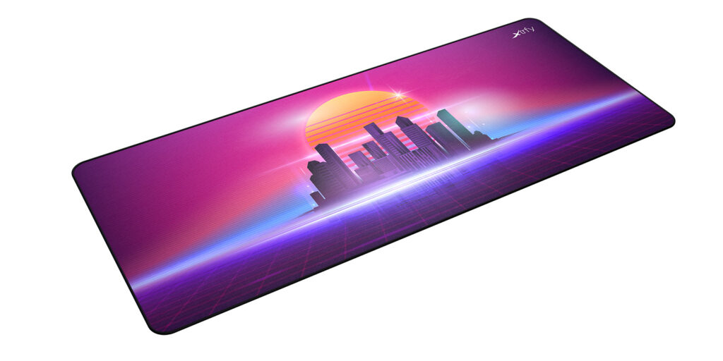 Cherry XTRFY GP5-XL-RETROWAVE, Mehrfarbig, Abbildung, Tuch, Gummi, Anti-Rutsch-Basis, Gaming-Mauspad