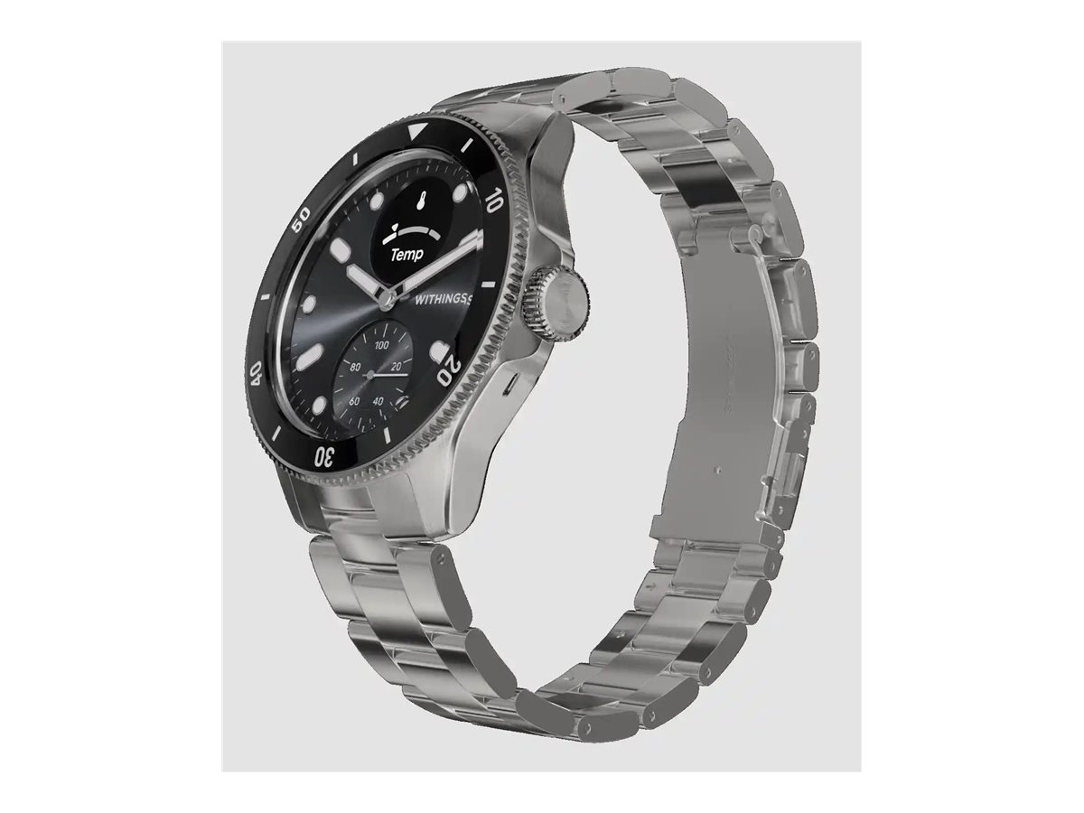 WITHINGS ScanWatch Nova - 42 mm - Edelstahl - Hybrid Smart Watch mit Oyster Metal Armband - Metall -