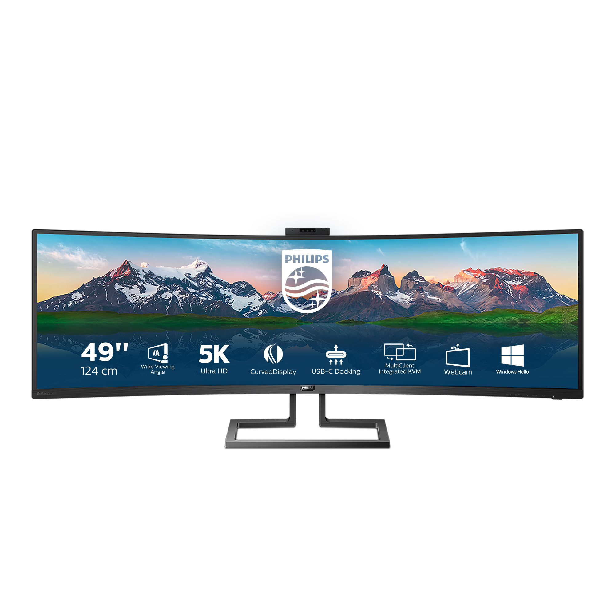 Philips Brilliance P-line 499P9H Curved-Monitor 124.5cm (49") DQHD, VA, 5ms, HDMI, Displayport