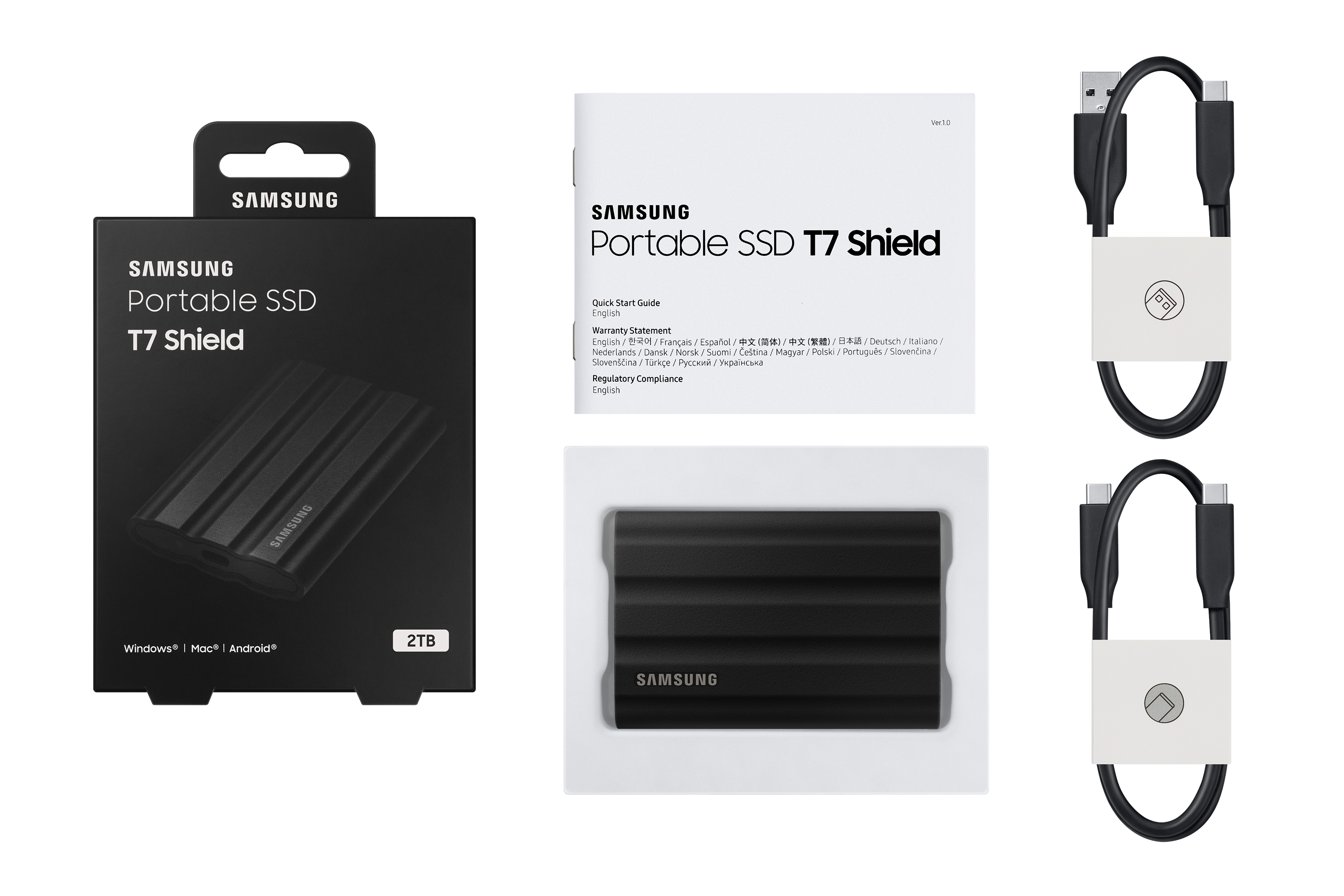 Samsung Portable SSD T7 Shield schwarz 2TB, USB-C 3.1