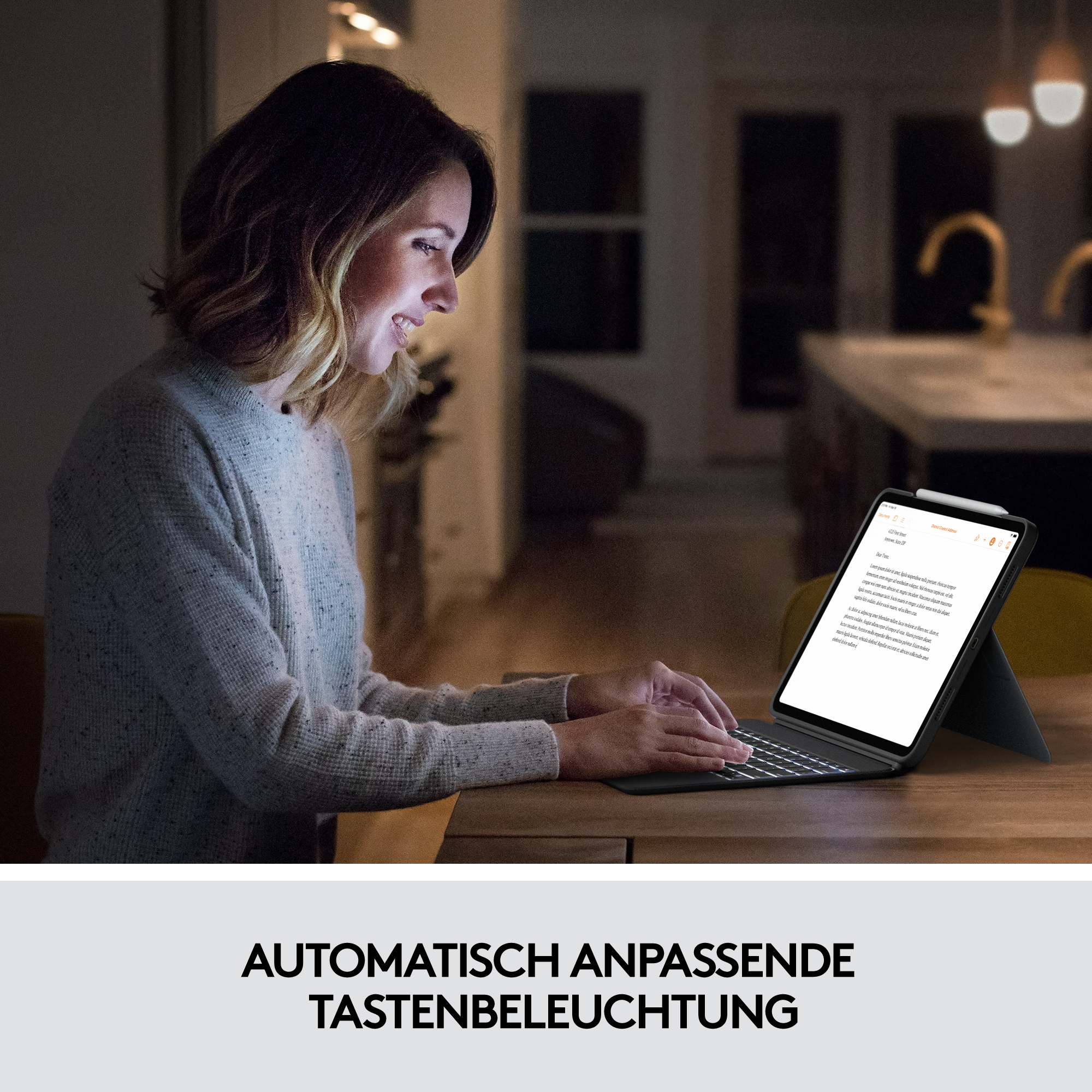 Logitech Combo Touch - Tastatur und Foliohülle - mit Trackpad - hintergrundbeleuchtet - Apple Smart
