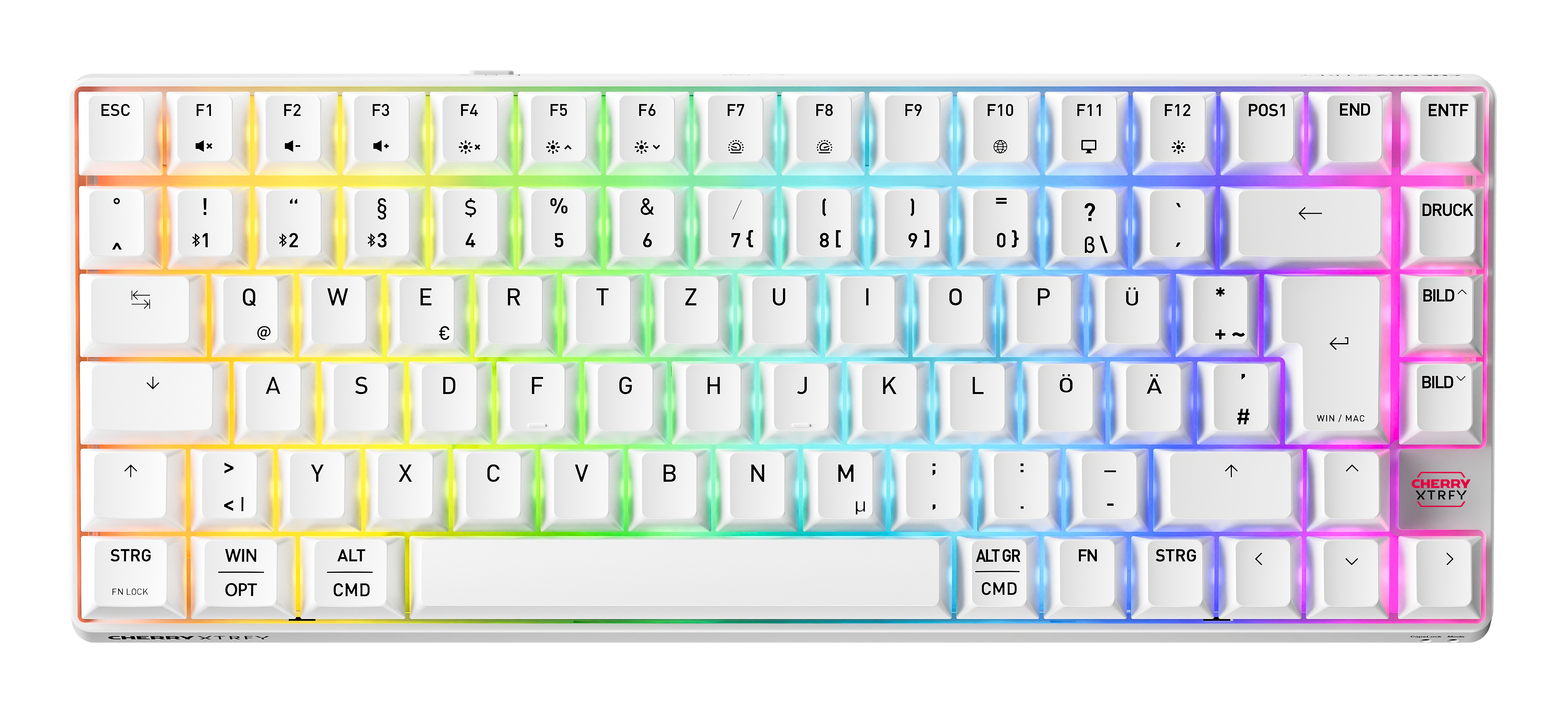 Cherry XTRFY K33 Compact Wireless, Kabellos, USB + RF Wireless + Bluetooth, Mem-chanical key switch,