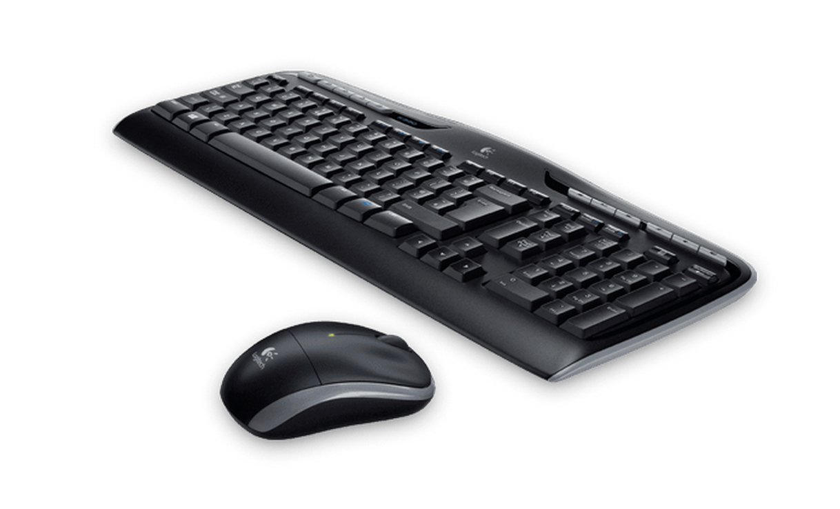 Logitech Wireless Desktop MK330, Volle Größe (100%), Kabellos, RF Wireless, QWERTZ, Schwarz, Maus en