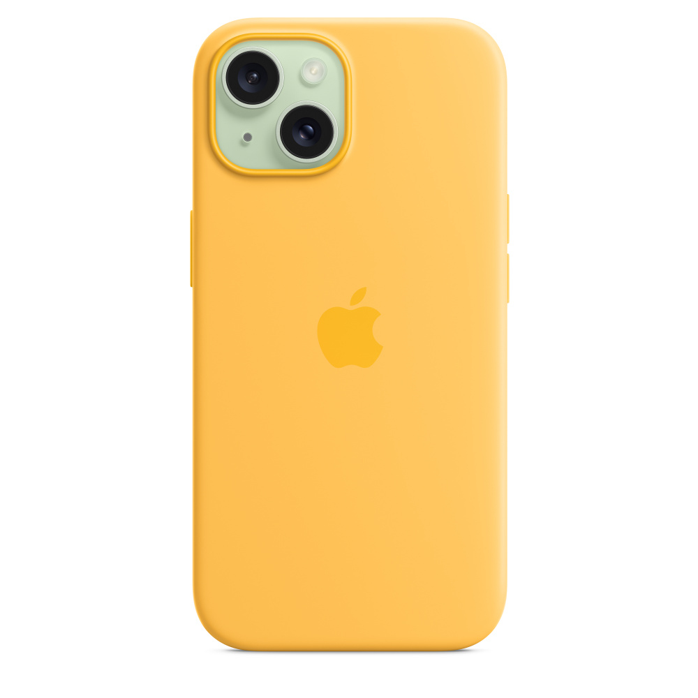 Apple iPhone 15 Silikon Case mit MagSafe ? Warmgelb, Cover, Apple, iPhone 15, 15,5 cm (6.1"), Orange