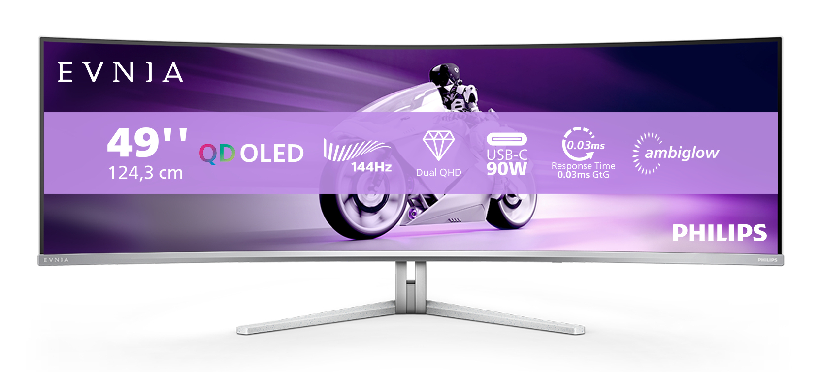 Philips Evnia 8000 Series 49M2C8900L Curved-Monitor 124.2 cm (48.9") DQHD, OLED, 0.03ms, HDMI, DP, U