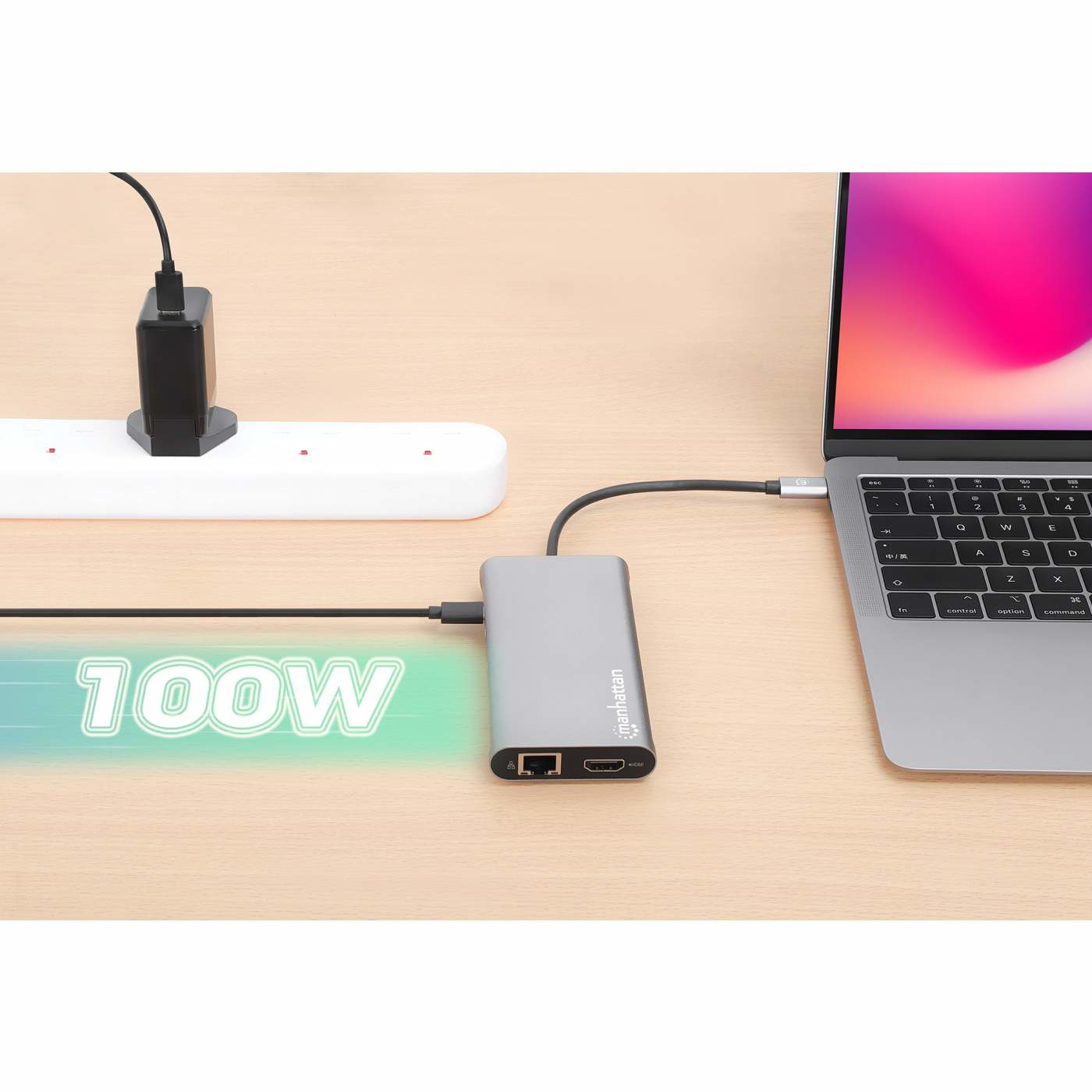 Manhattan USB-C Dock/Hub with Card Reader and MST, Ports (x10):