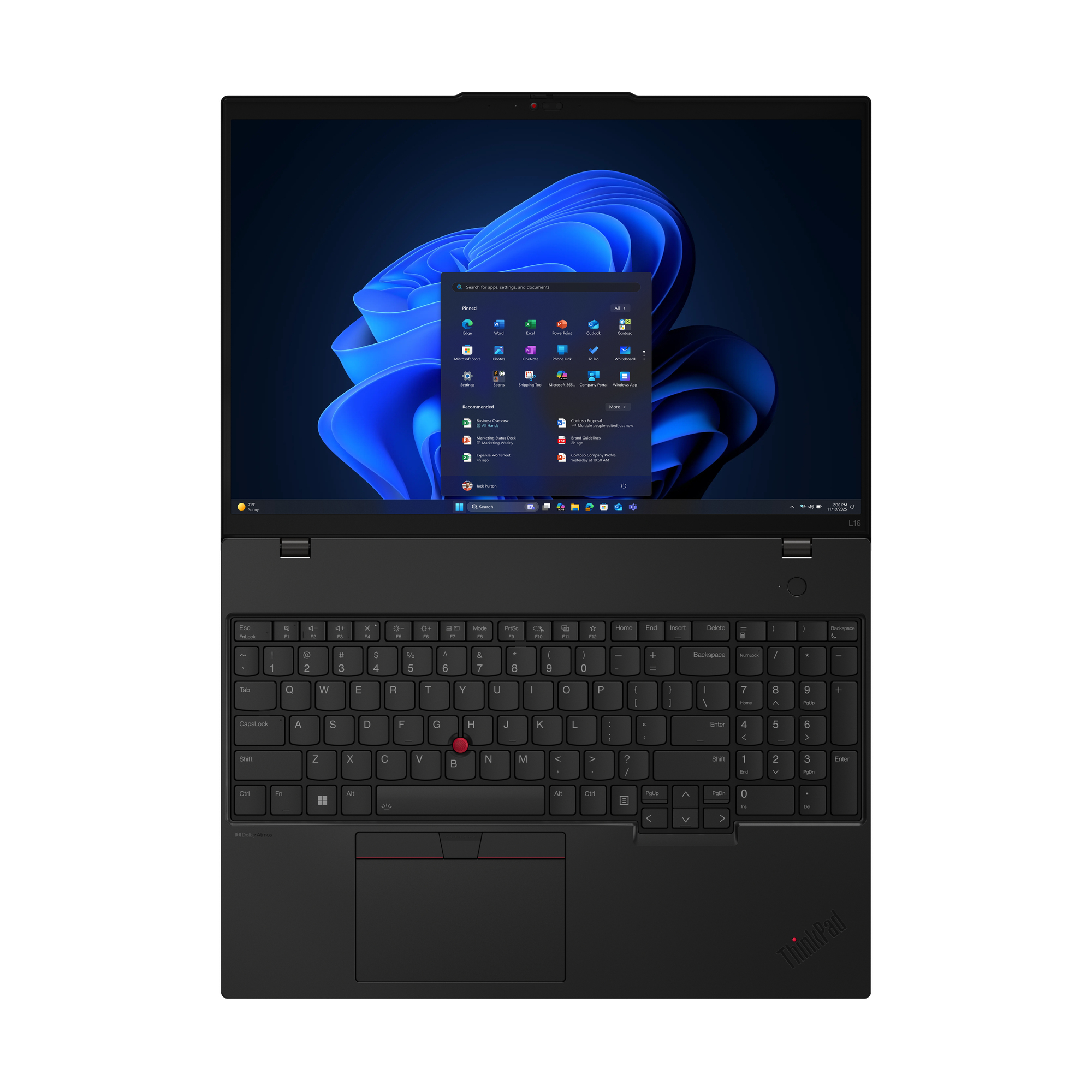 Lenovo ThinkPad L16 Gen 2 21SA - 180°-Scharnierdesign - Intel Core Ultra 7 255U - Win 11 Pro - Intel