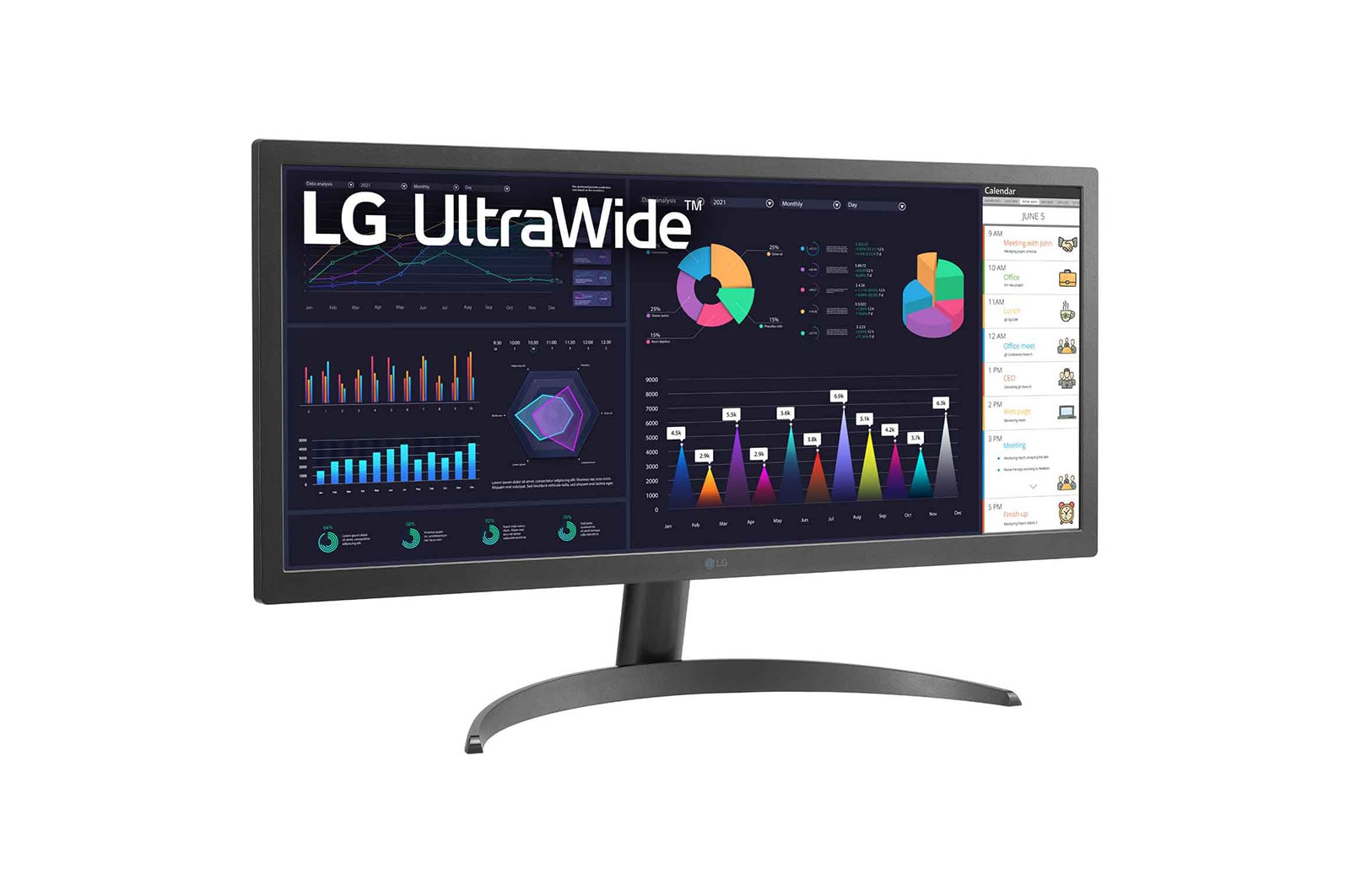 LG 26WQ500-B, 65,3 cm (25.7"), 2560 x 1080 Pixel, 4K Ultra HD, LCD, 5 ms, Schwarz