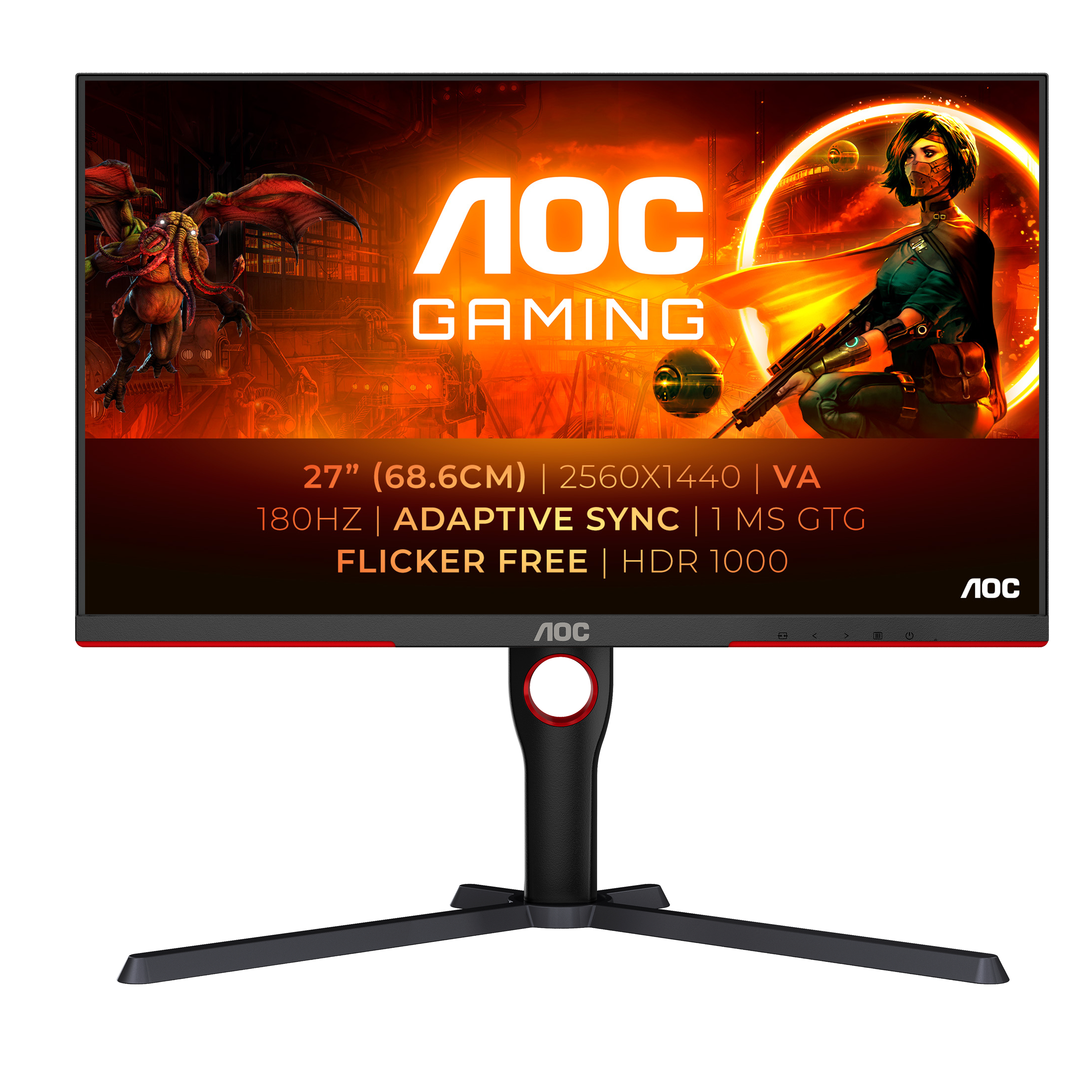 AOC Q27G3XMN/BK Gaming-Monitor 68.58cm (27") WQHD, VA, 1ms, HDMI, Displayport